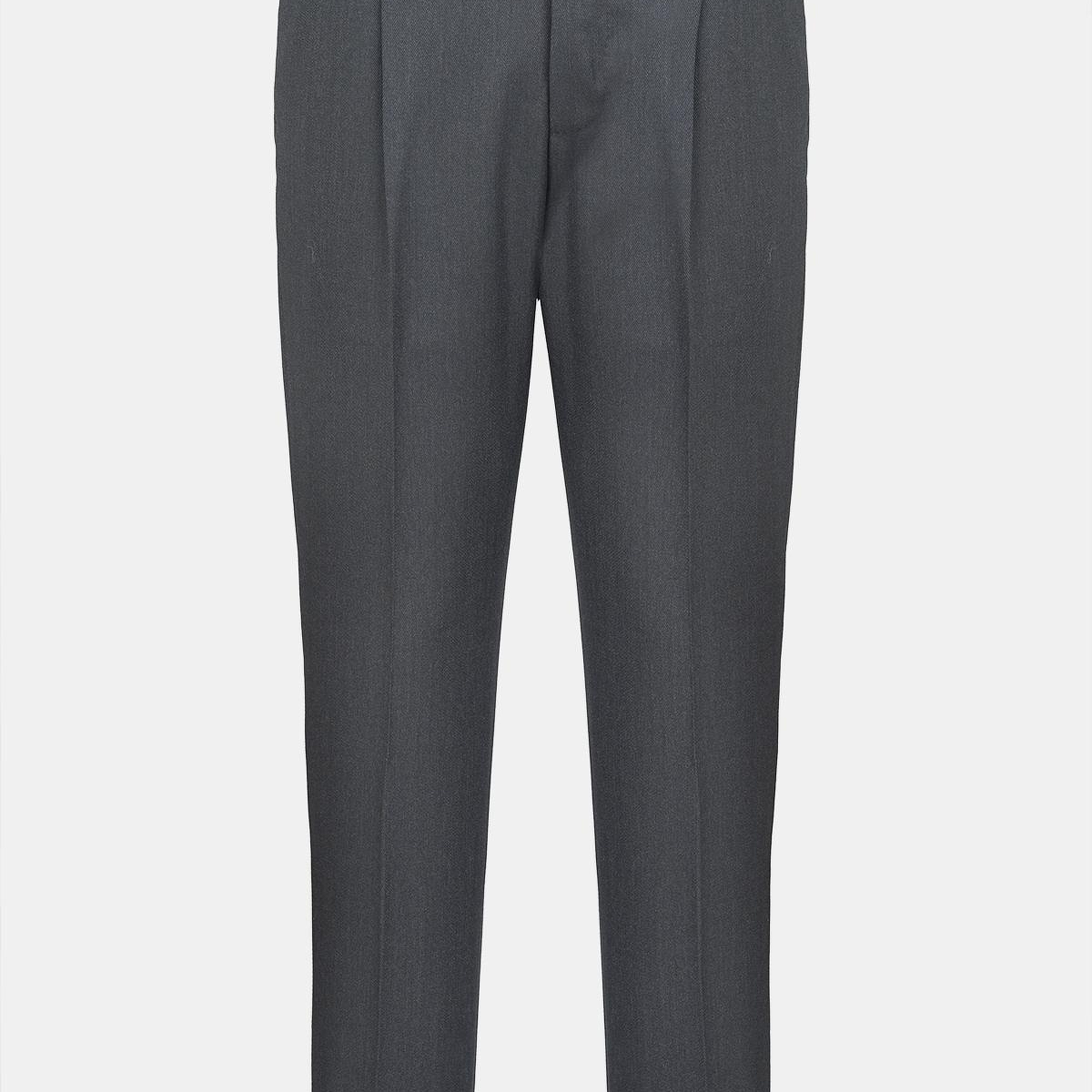 Erkek Açık Gri Yün Slim Fit Klasik Pantolon