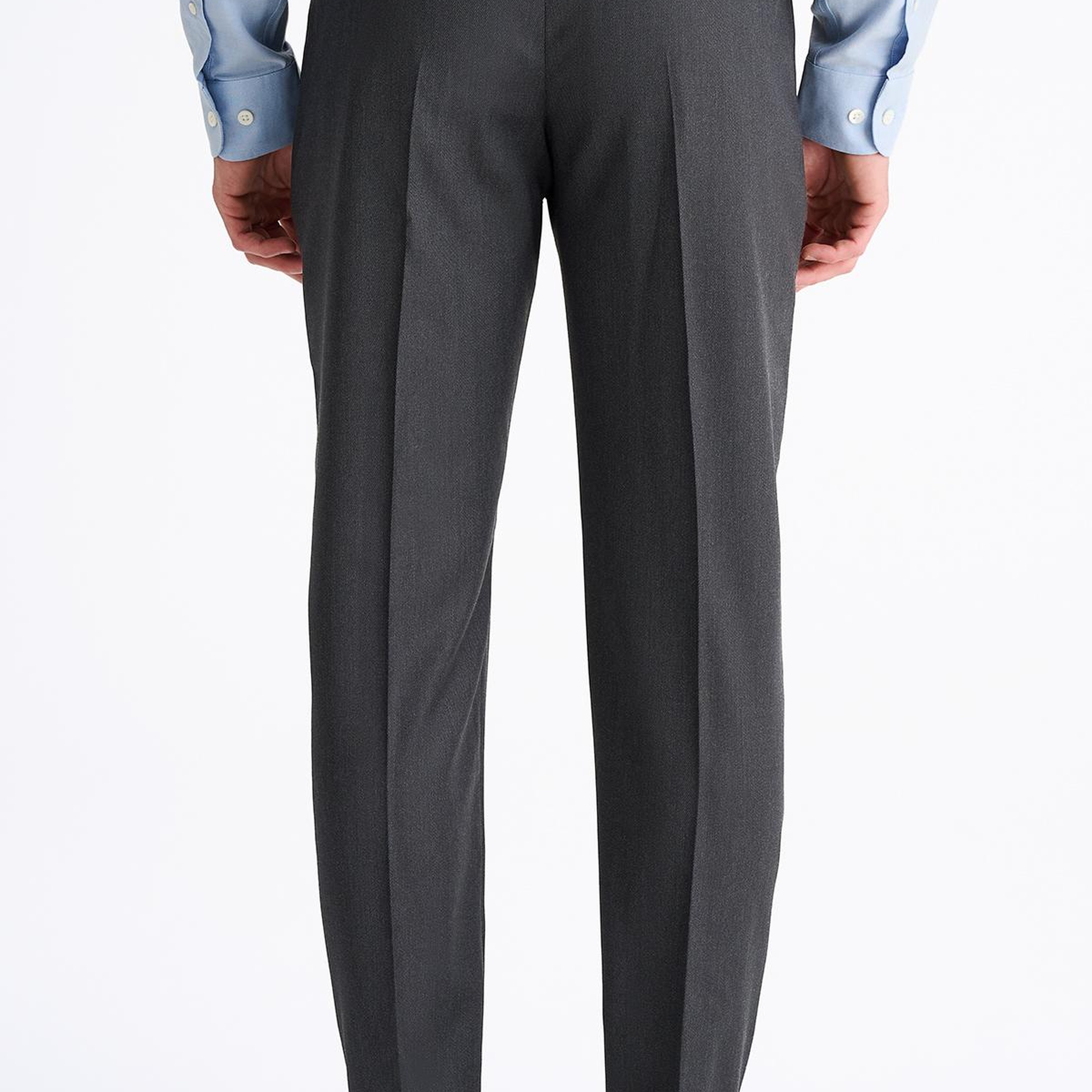 Erkek Açık Gri Yün Slim Fit Klasik Pantolon