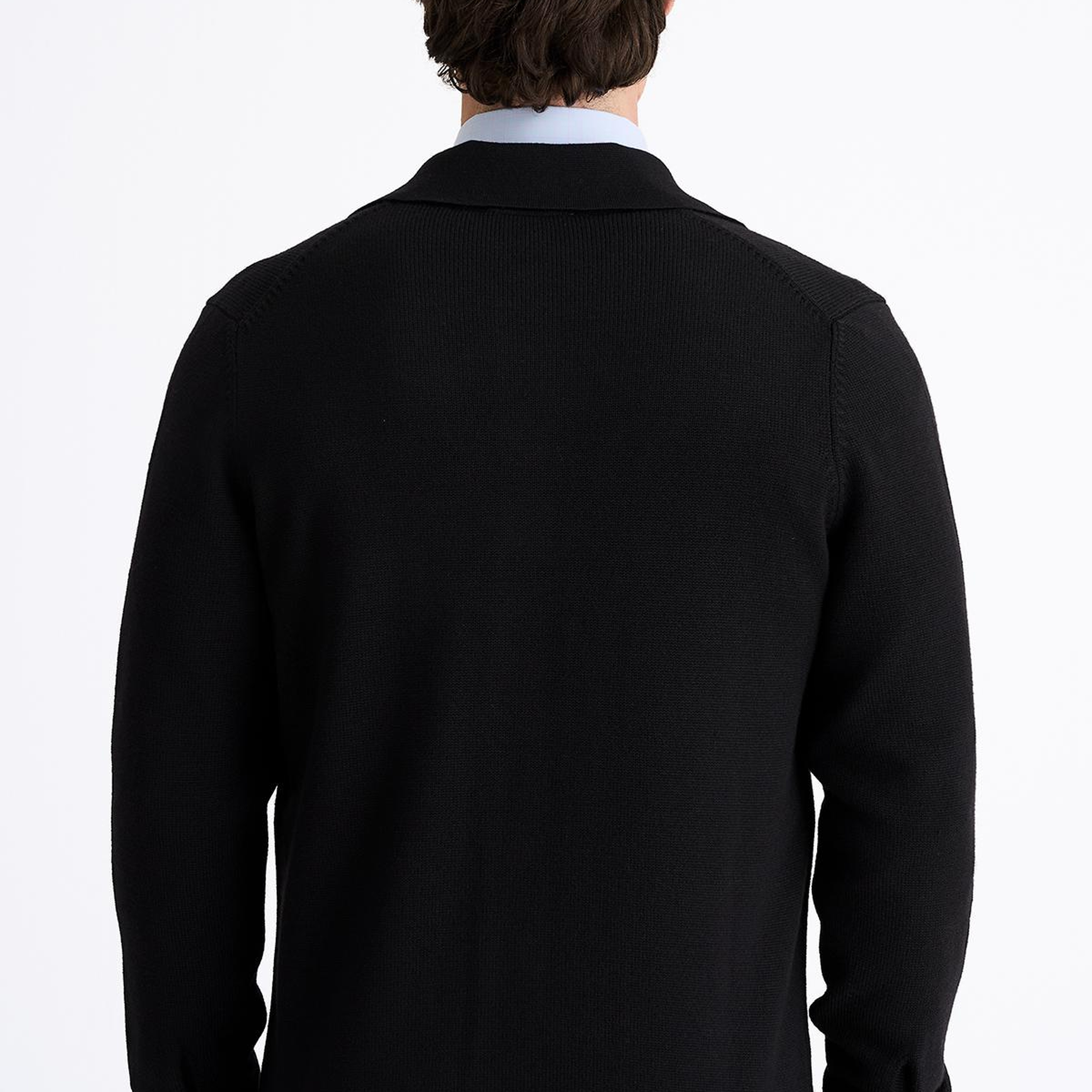 Erkek Siyah Extrafine Yün Overshirt Triko