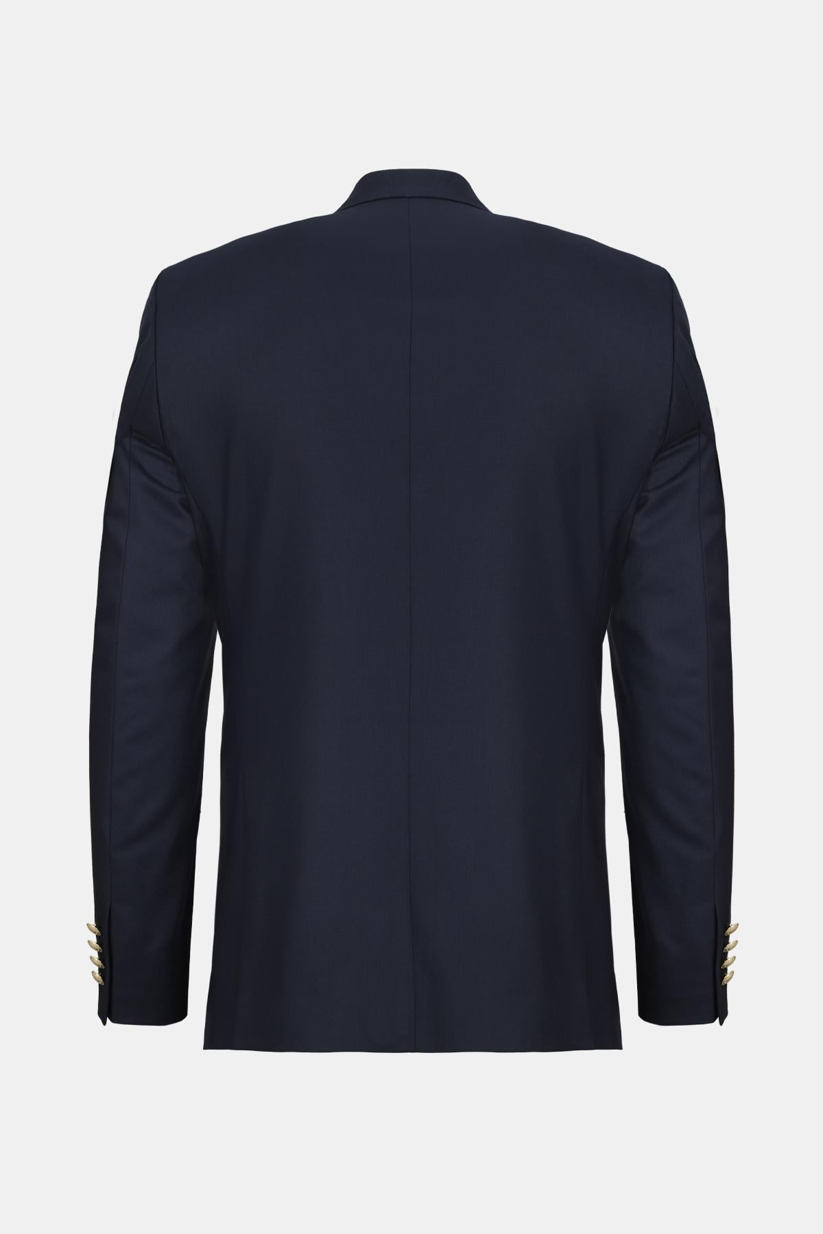 Erkek Lacivert Loro Piana 170's Kumaşıyla Üretilmiş Blazer Ceket