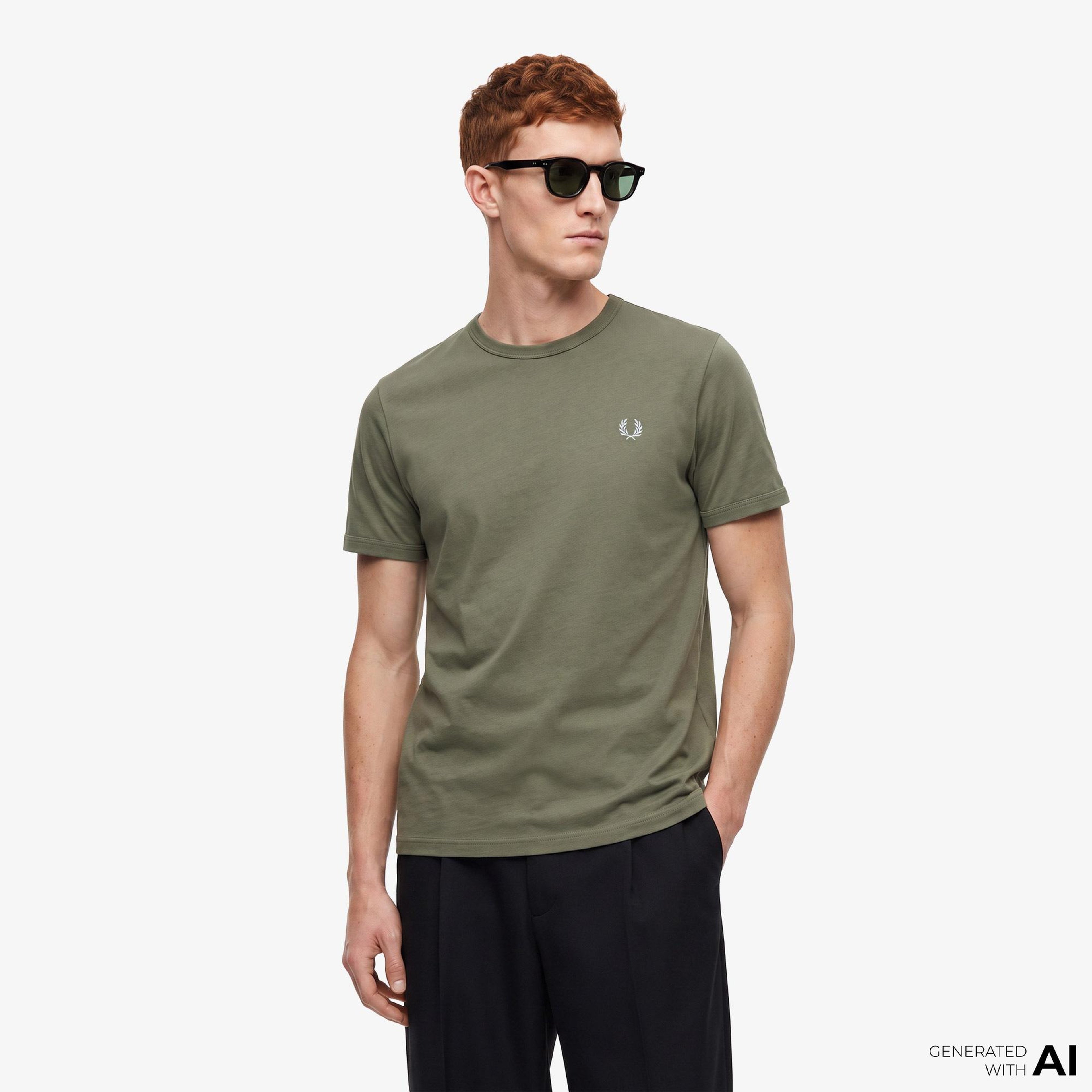 Fred Perry Ringer Erkek Yeşil T-Shirt