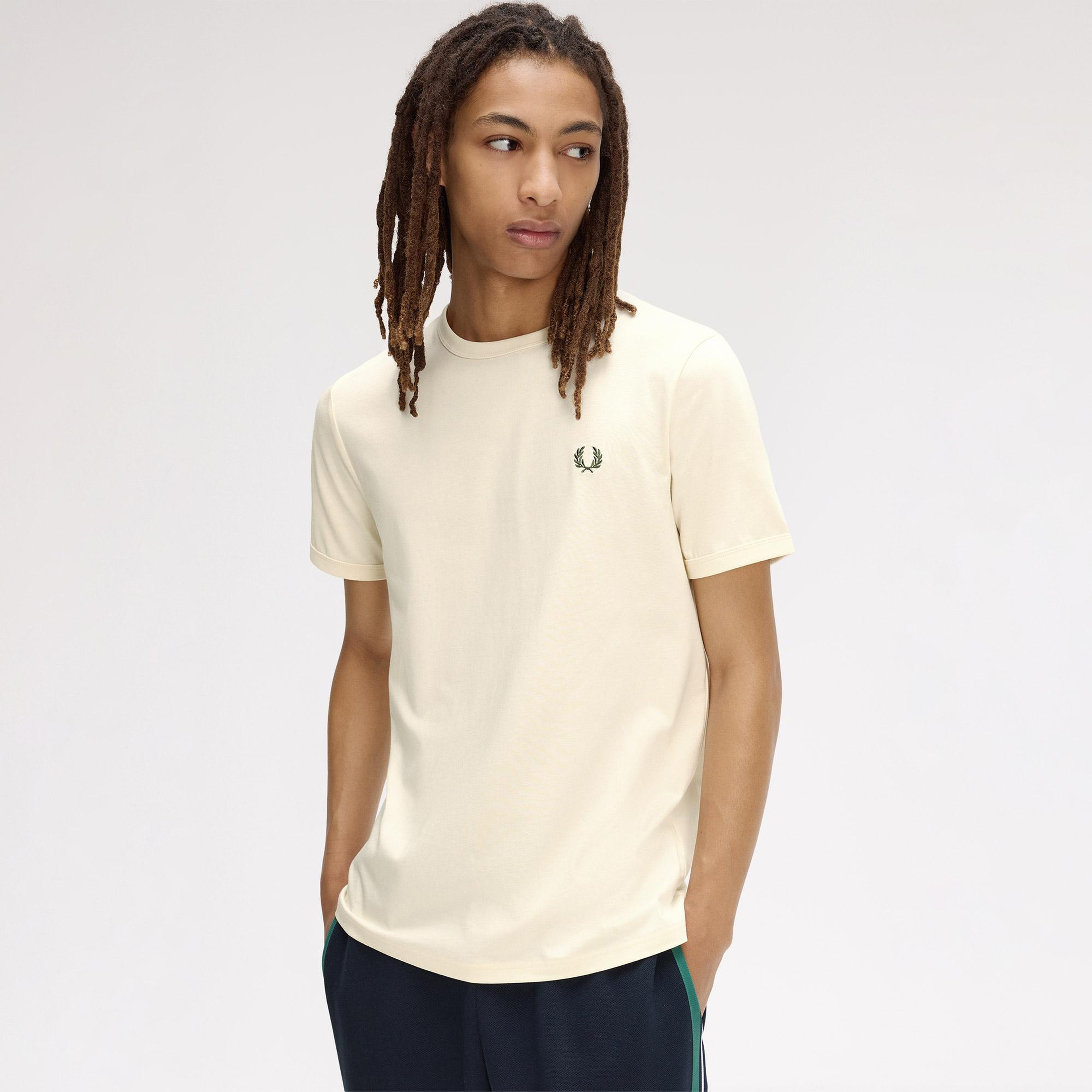 Fred Perry Ringer Erkek Krem T-Shirt