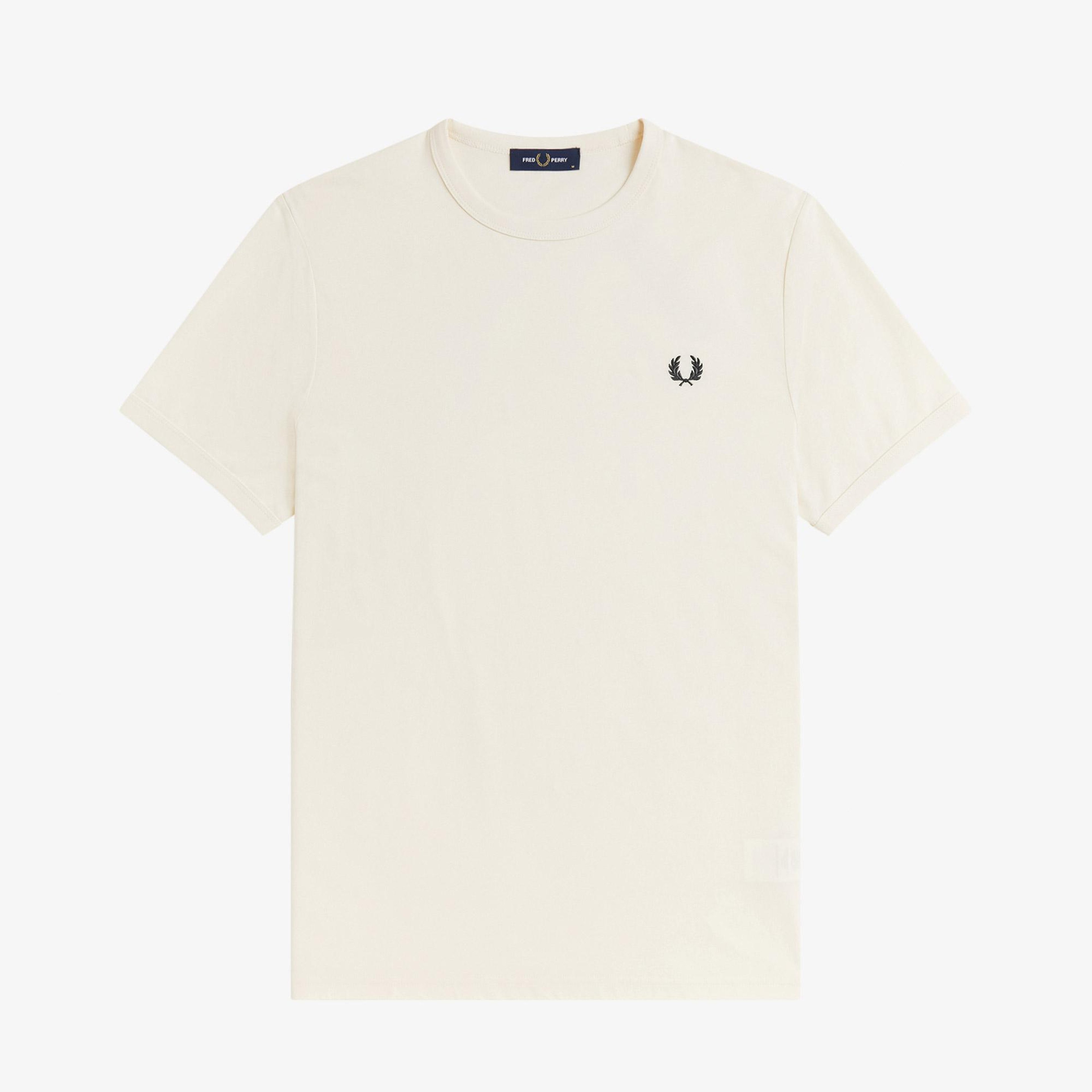 Fred Perry Ringer Erkek Krem T-Shirt