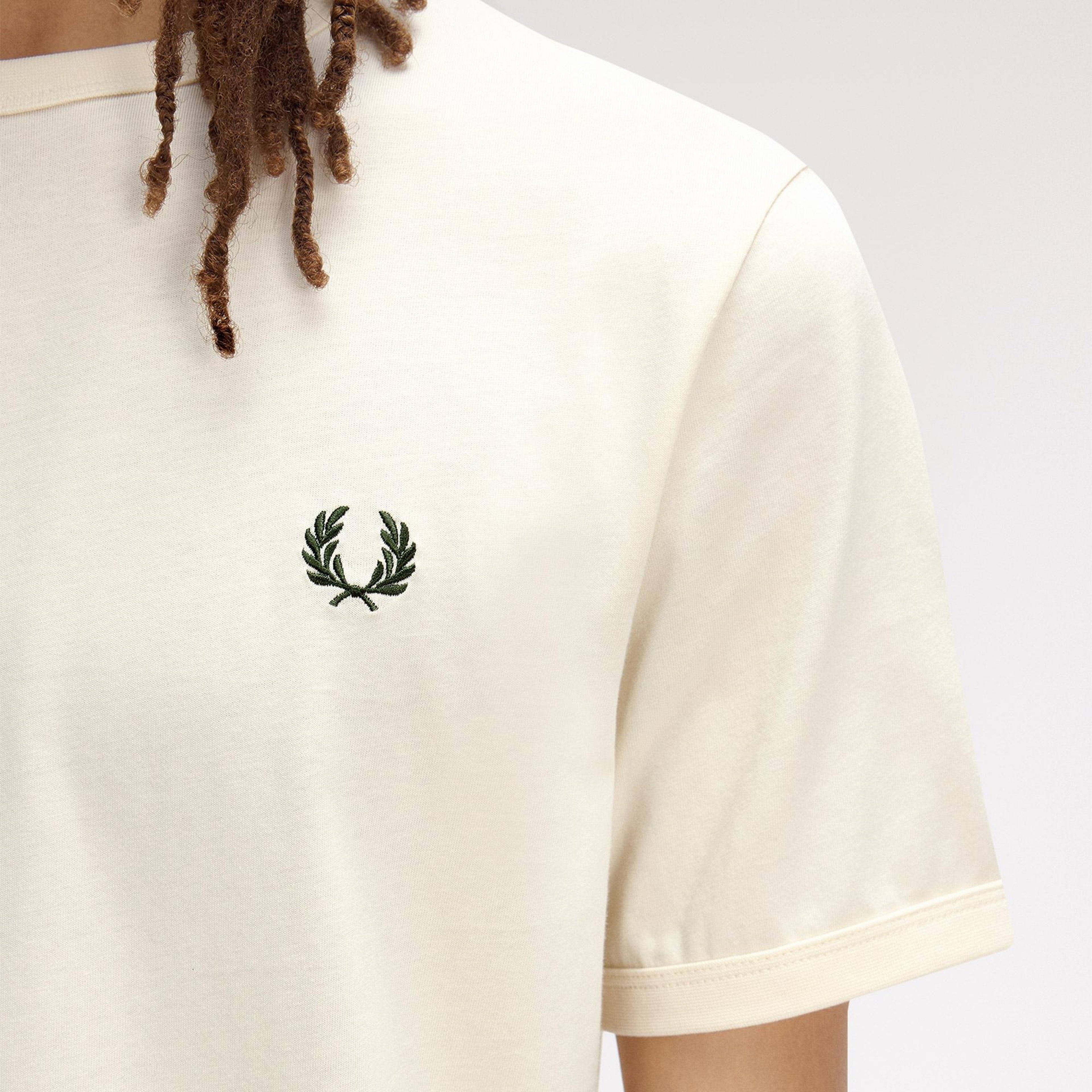 Fred Perry Ringer Erkek Krem T-Shirt
