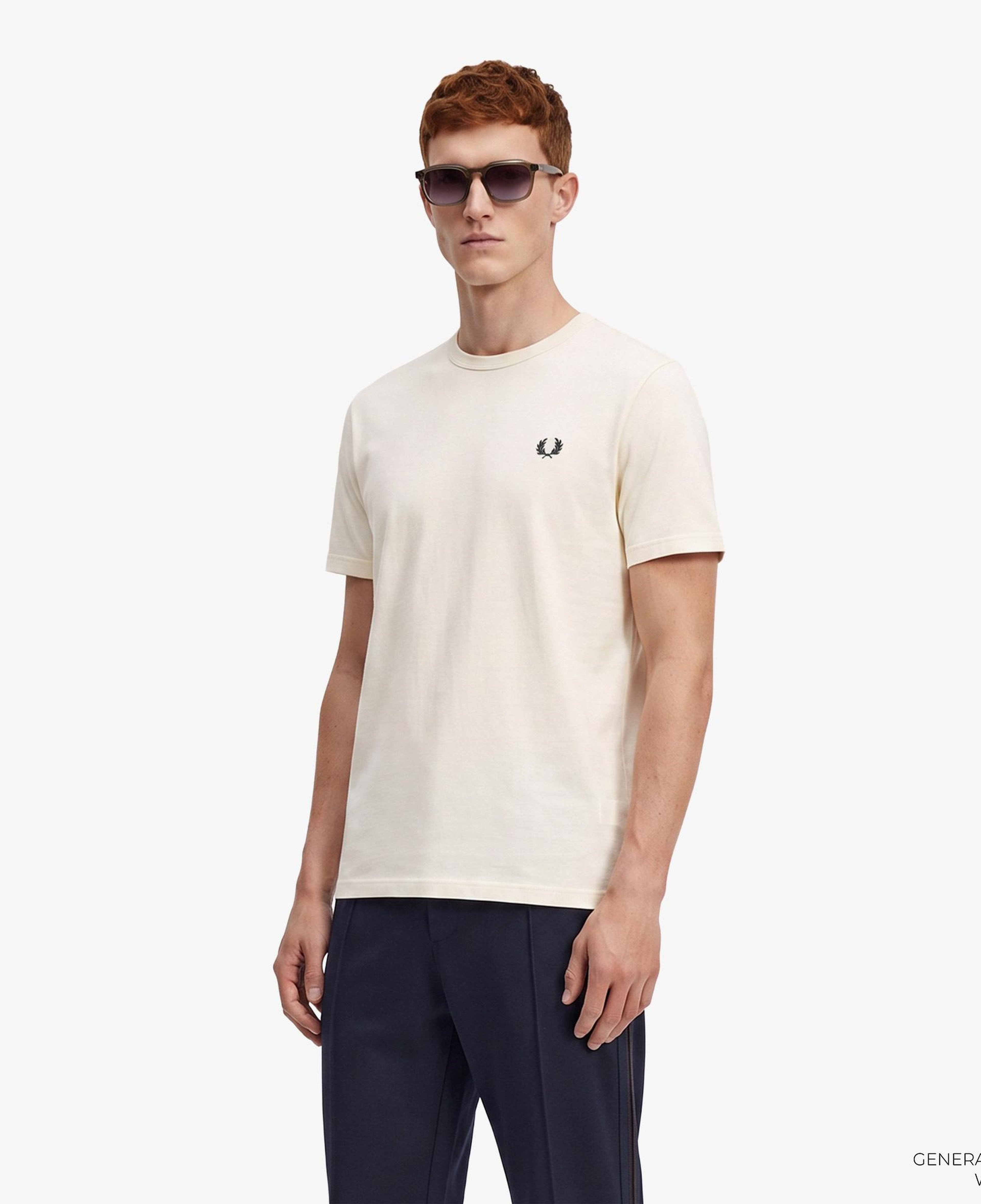 Fred Perry Ringer Erkek Krem T-Shirt