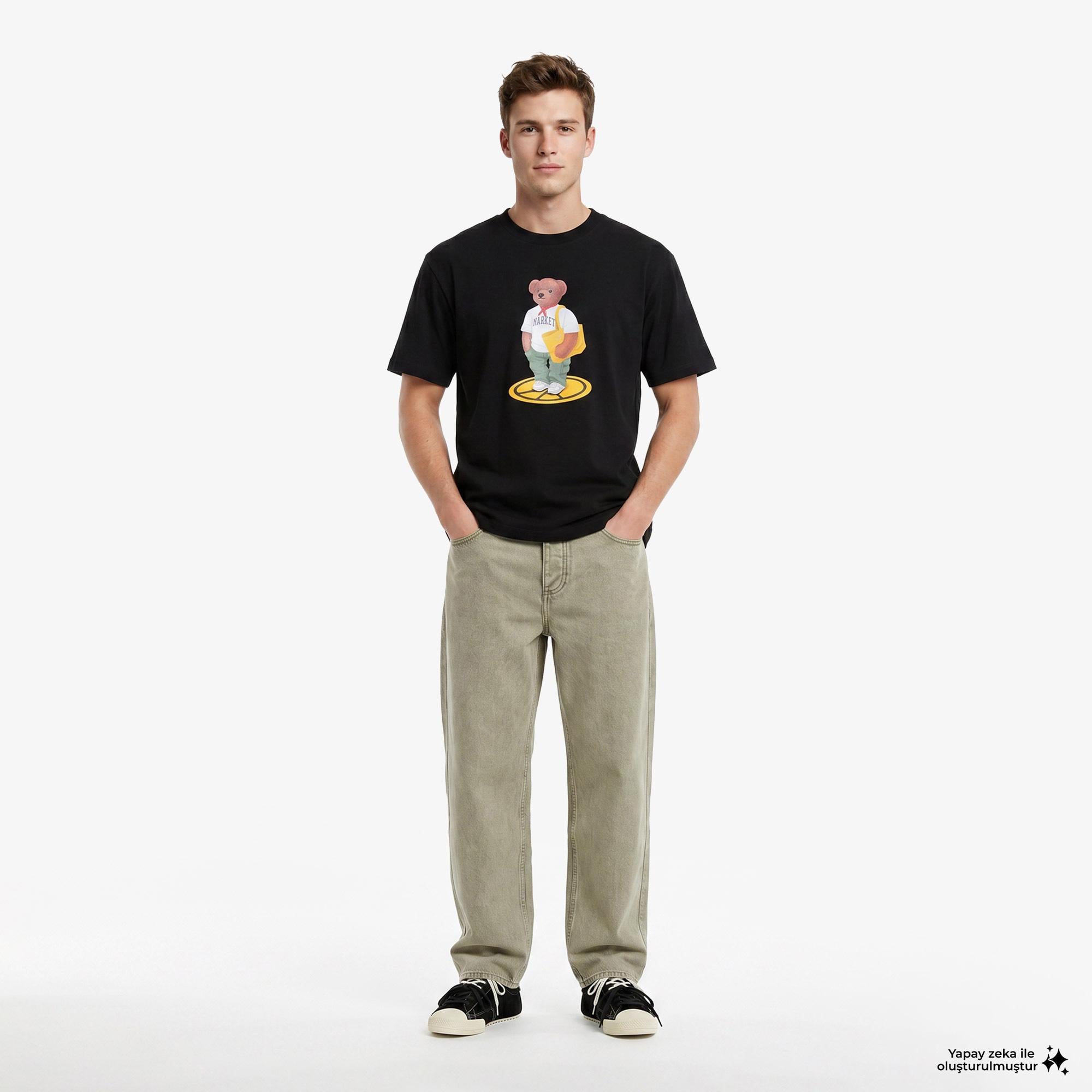 Market Stand For Peace Bear Erkek Siyah T-Shirt