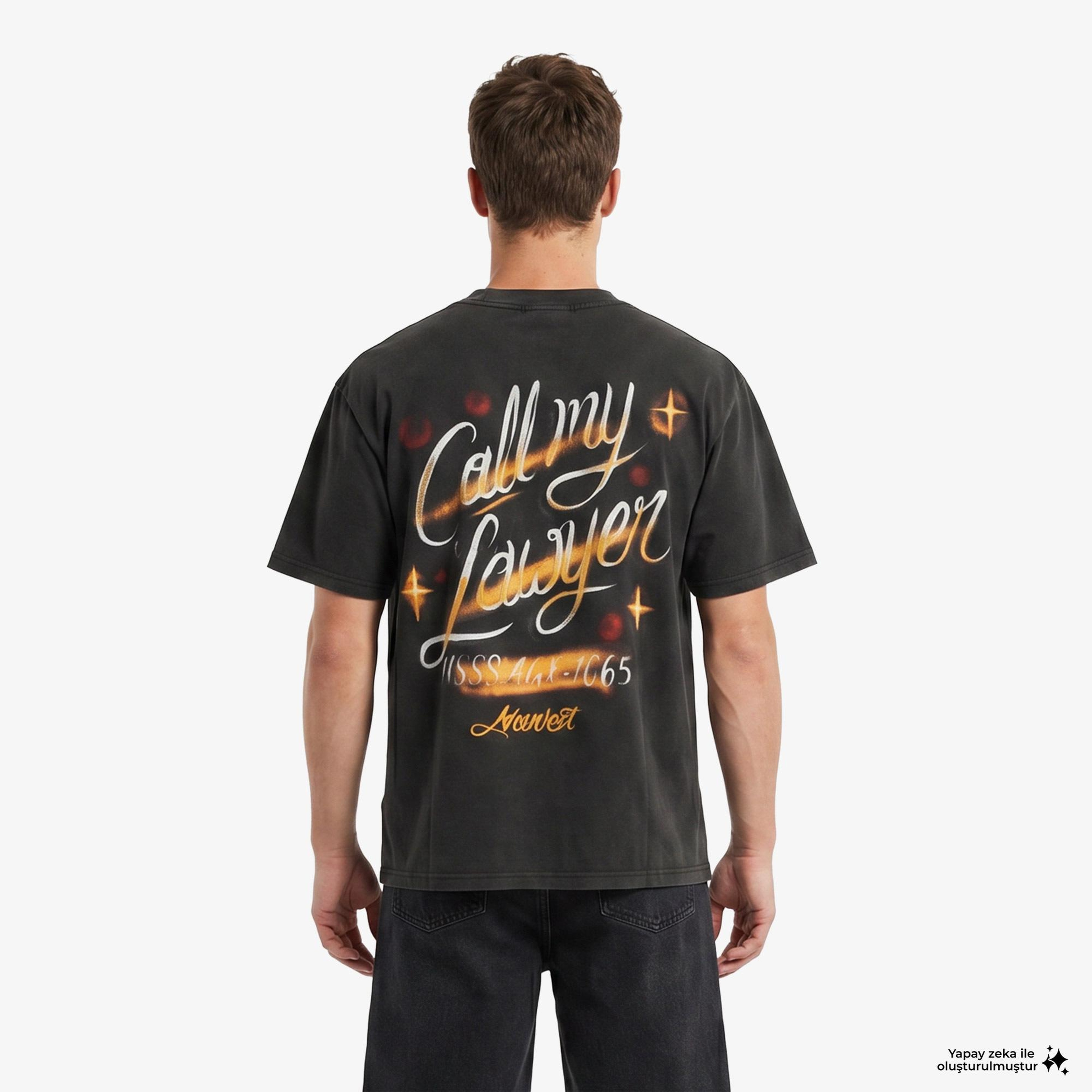 Market Airbrush Call My Lawyer Erkek Siyah T-Shirt