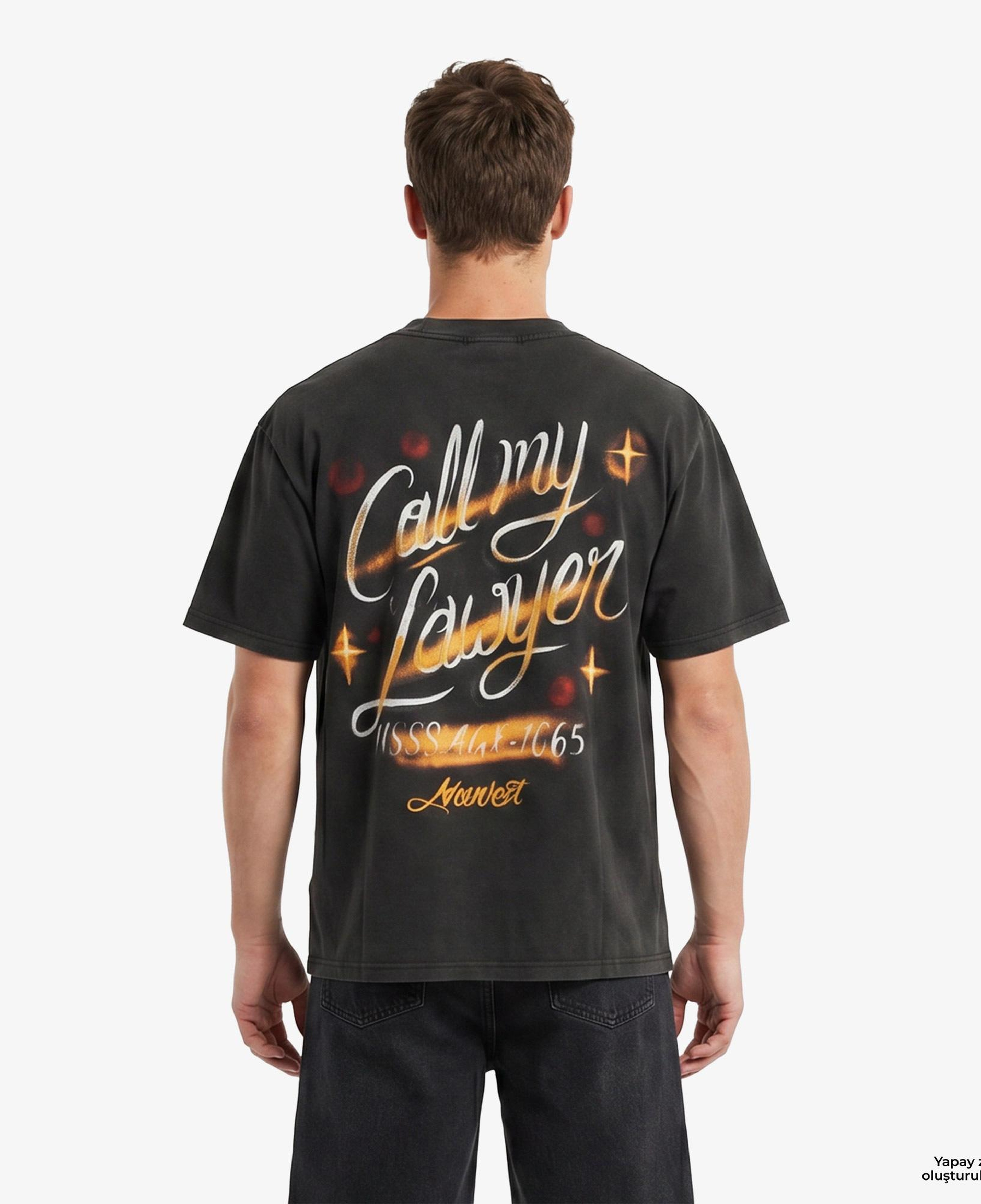 Market Airbrush Call My Lawyer Erkek Siyah T-Shirt