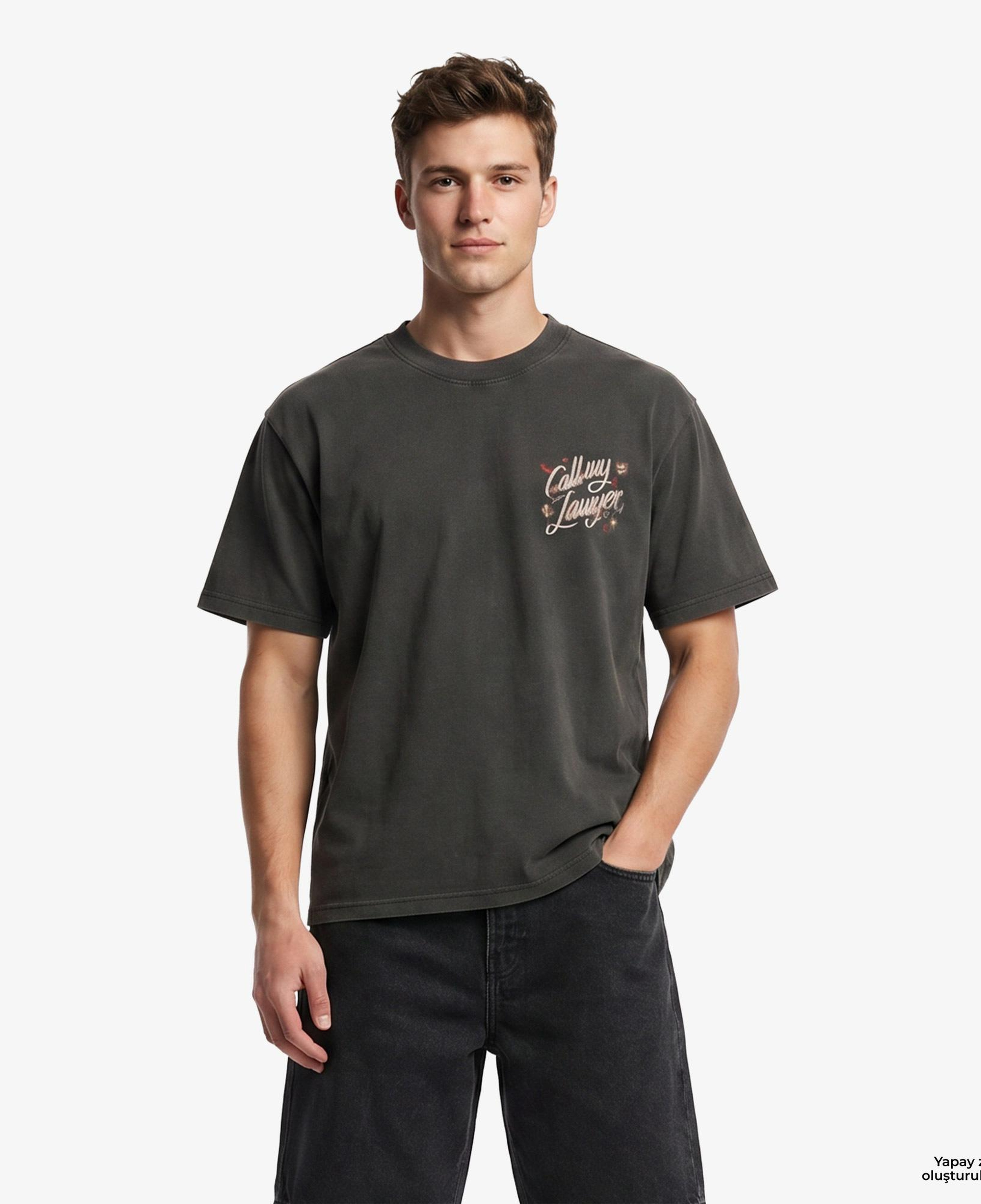 Market Airbrush Call My Lawyer Erkek Siyah T-Shirt