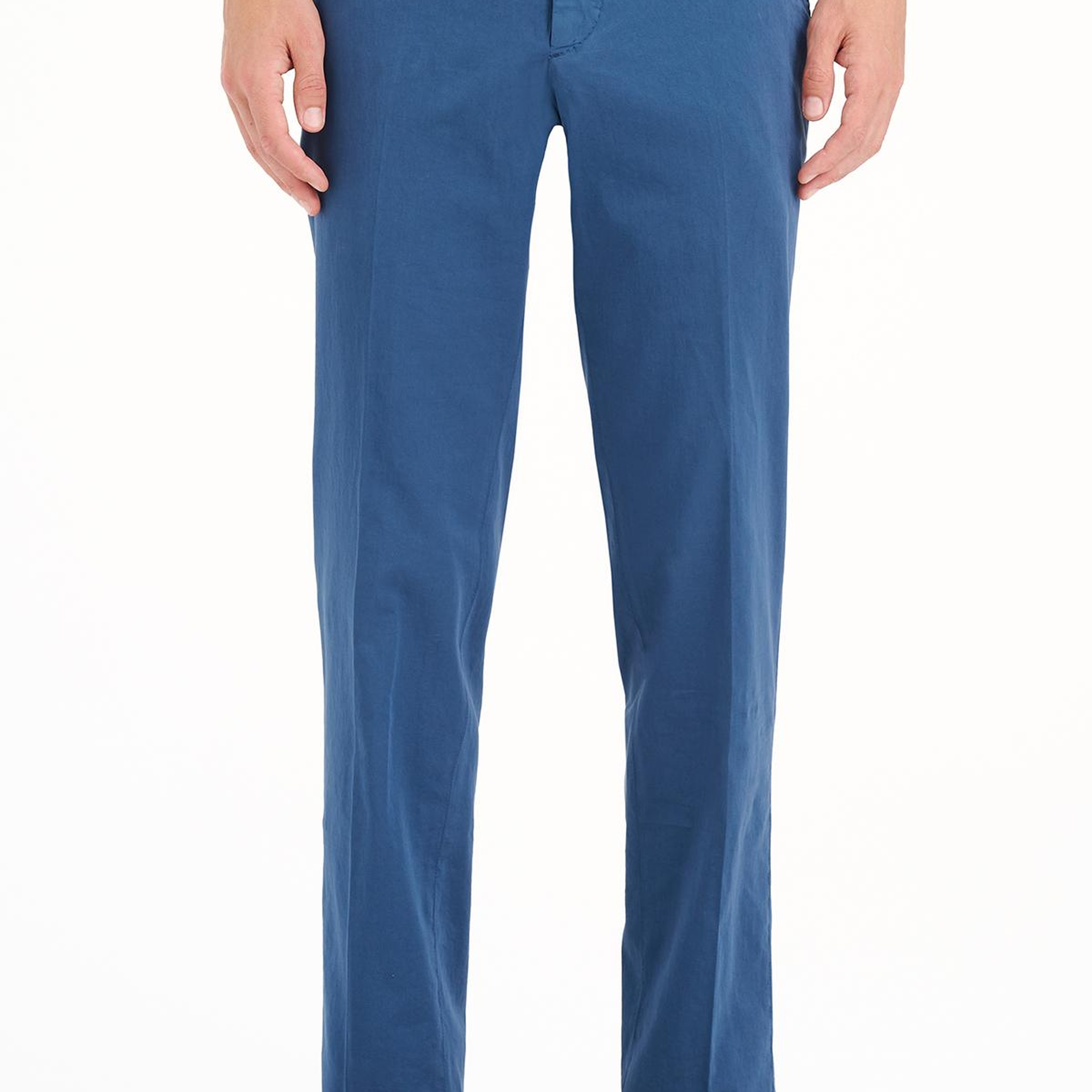 Erkek Lacivert Slim Fit Elastik Bel İpek Karışımlı Jogger Pantolon