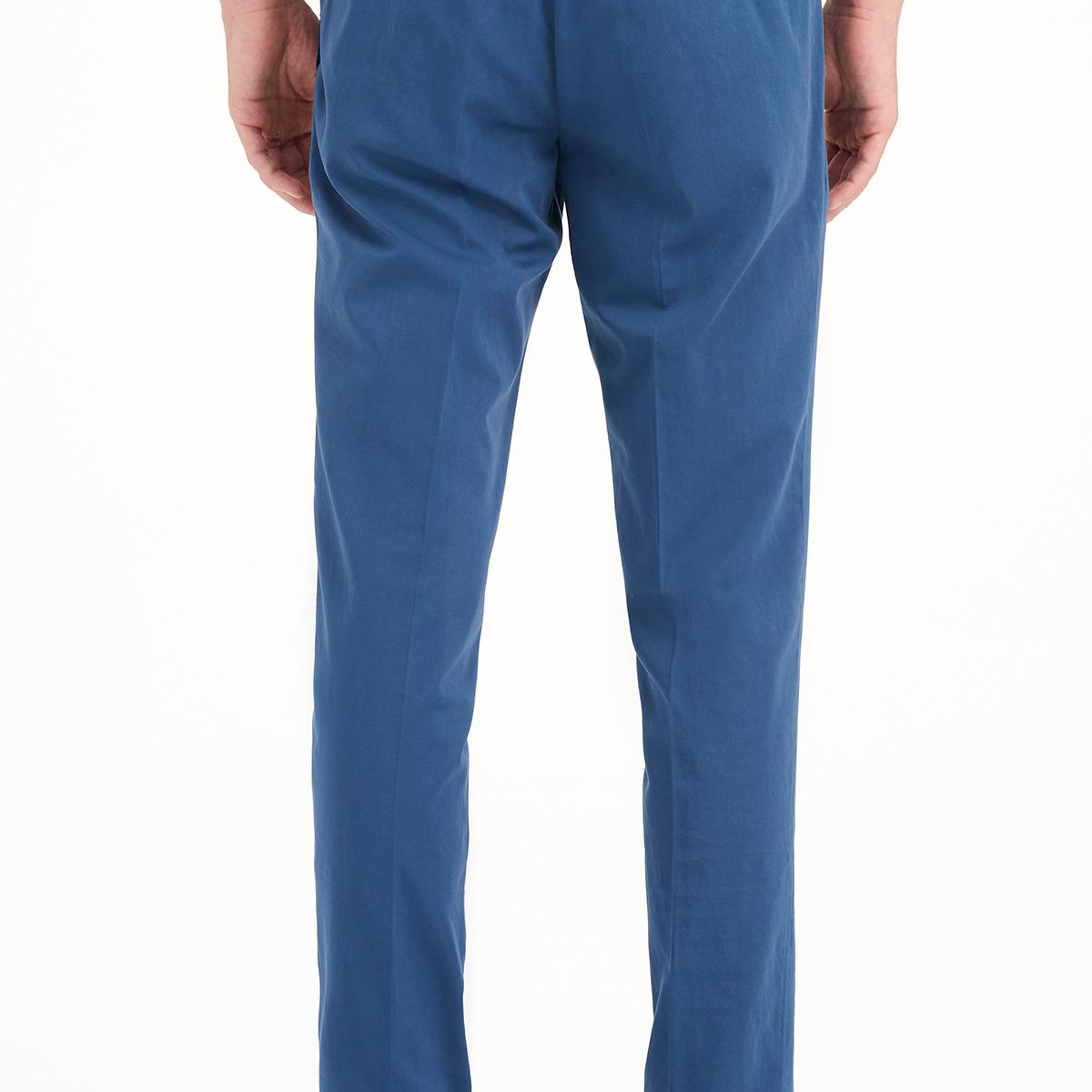 Erkek Lacivert Slim Fit Elastik Bel İpek Karışımlı Jogger Pantolon