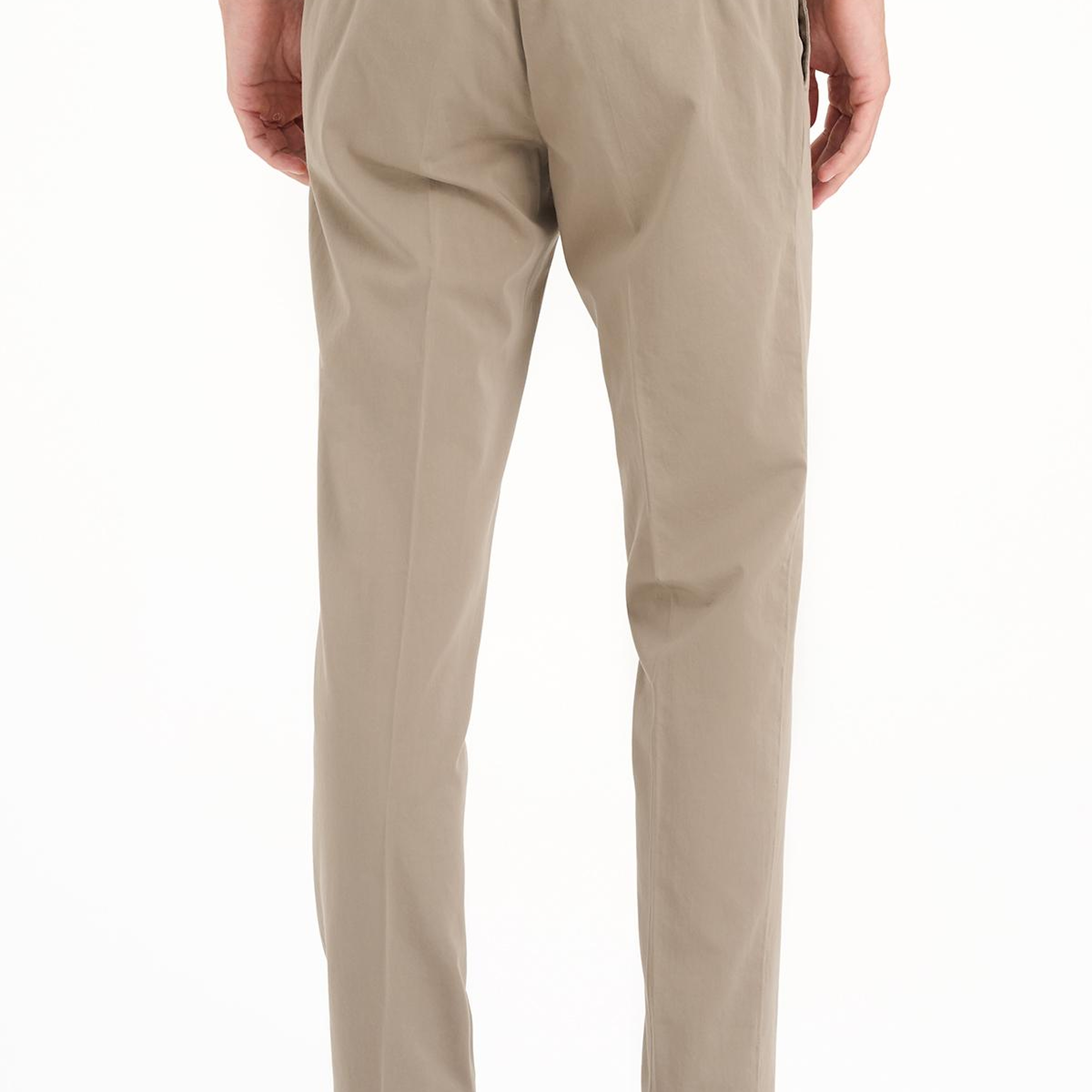 Erkek Vizon Slim Fit Elastik Bel İpek Karışımlı Jogger Pantolon