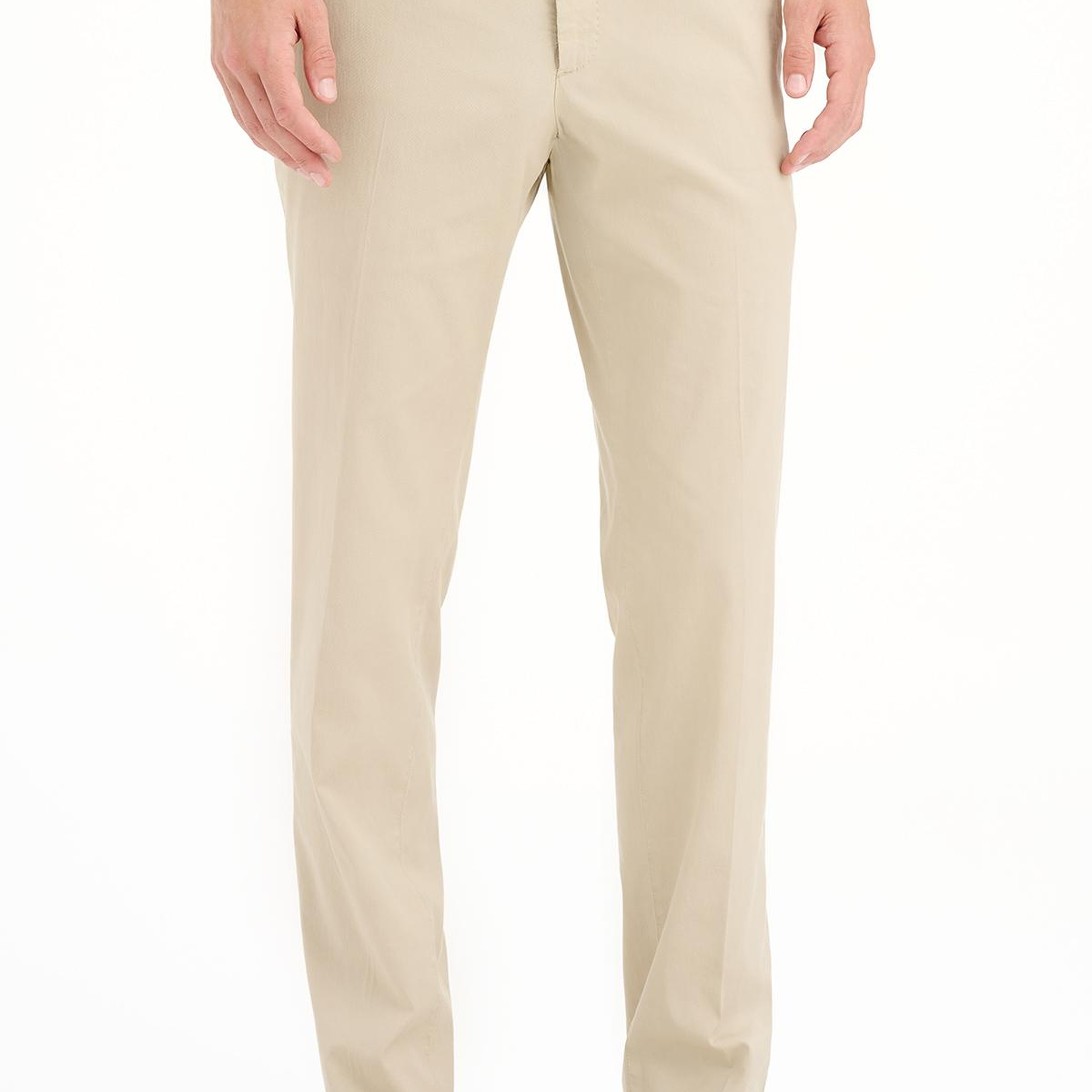 Erkek Ekru Slim Fit Elastik Bel Lyocell Jogger Pantolon