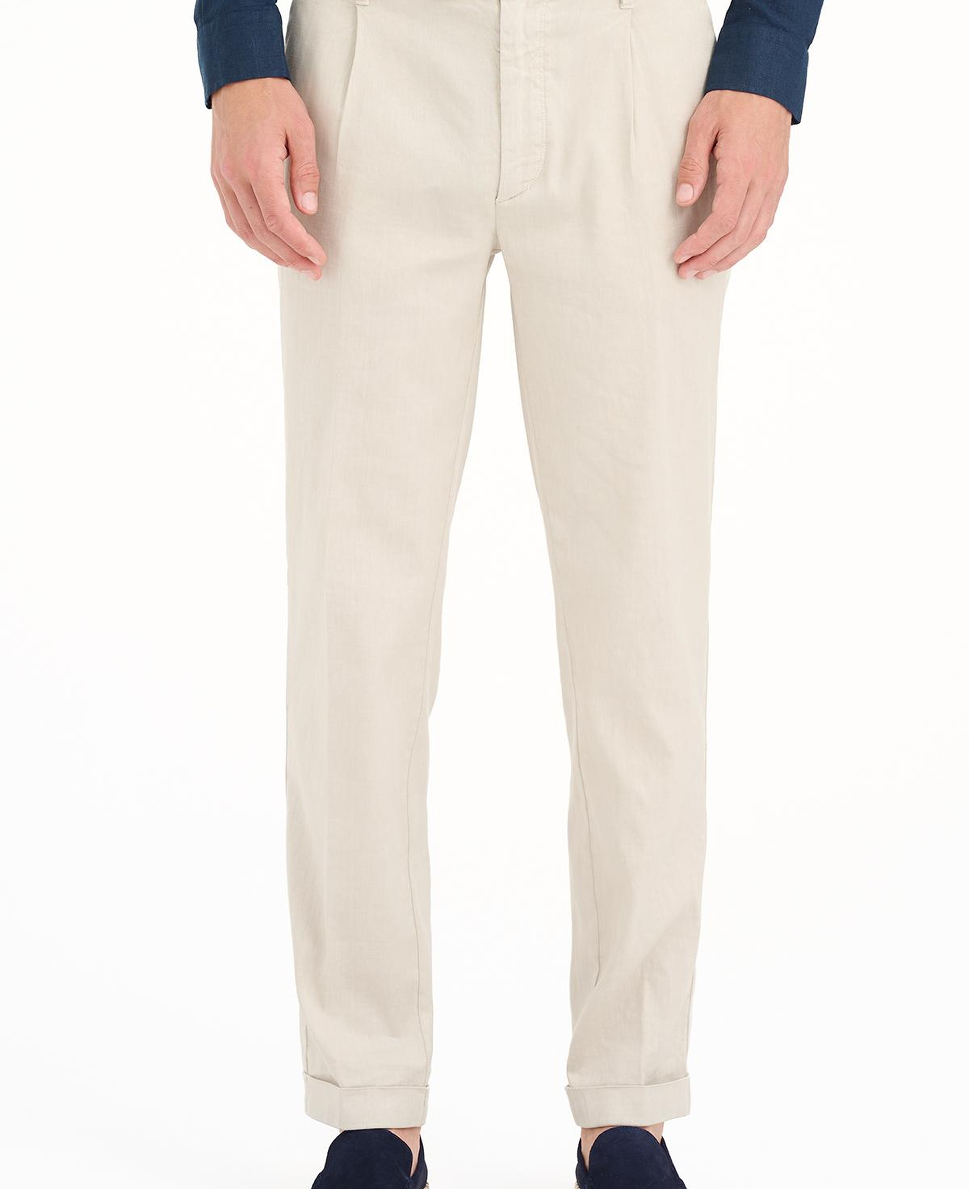 Erkek Kahverengi Keten Karışımlı Chino Pantolon