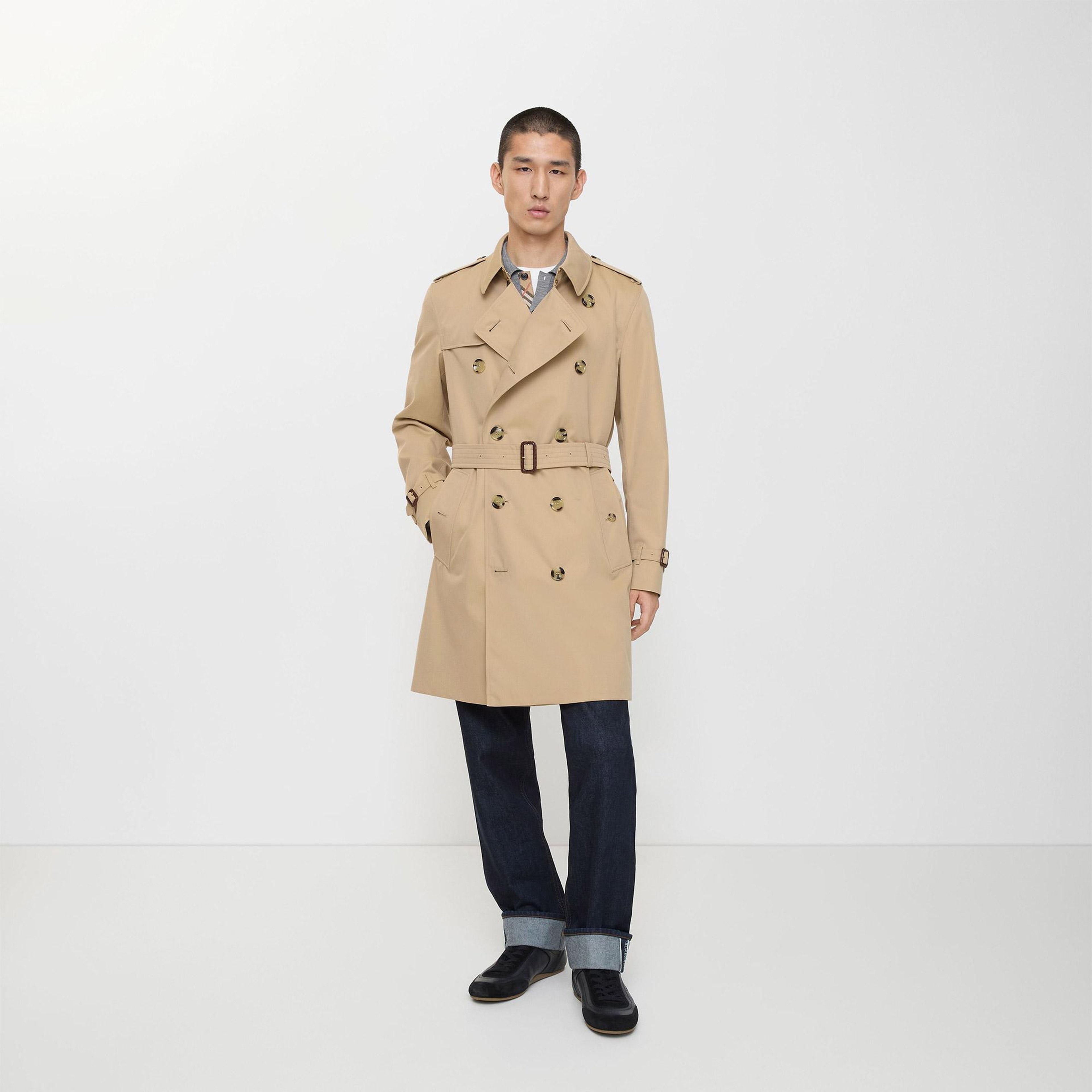 Burberry Mid-length Kensington Heritage Erkek Bej Trençkot