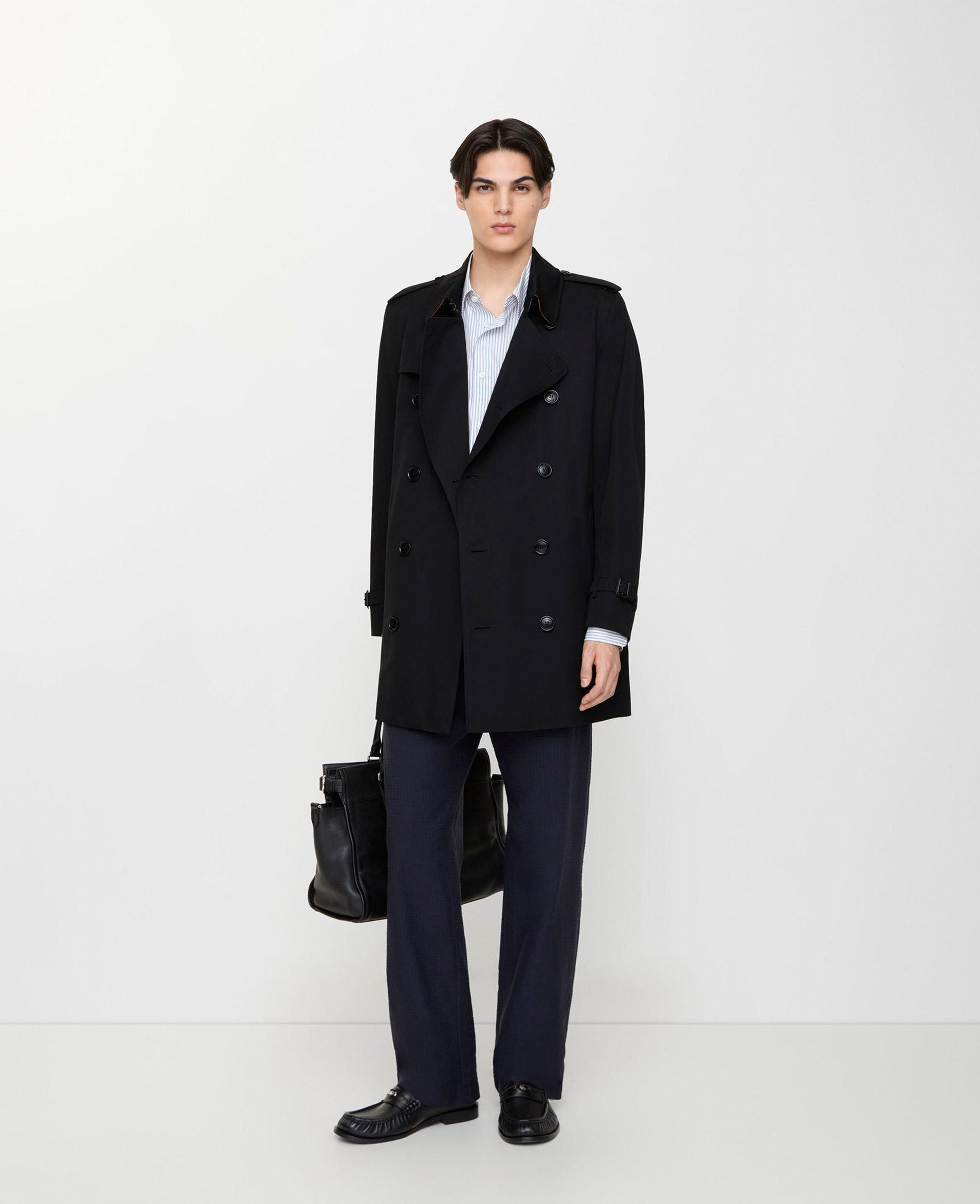 Burberry Short Kensington Heritage Erkek Siyah Trençkot