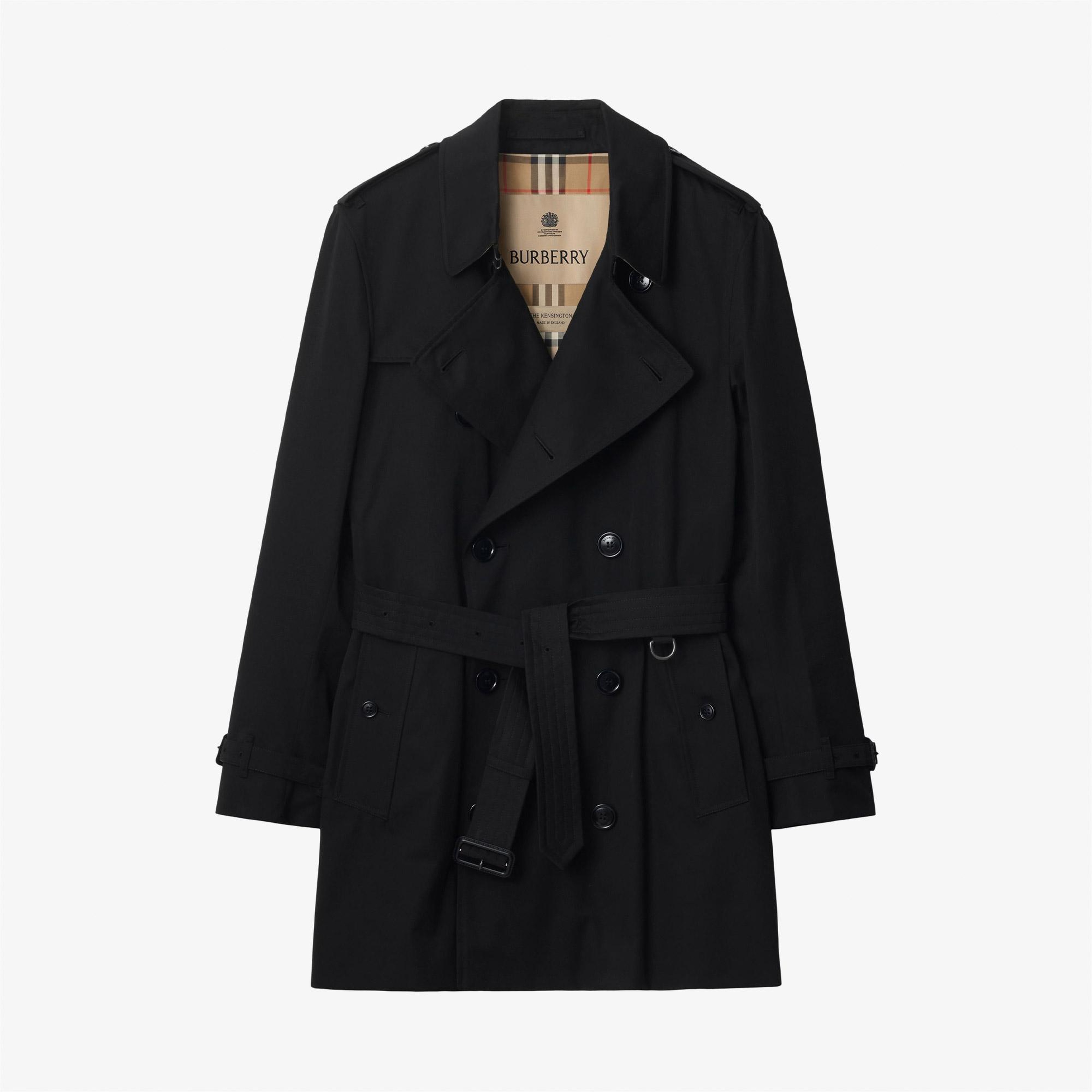 Burberry Short Kensington Heritage Erkek Siyah Trençkot