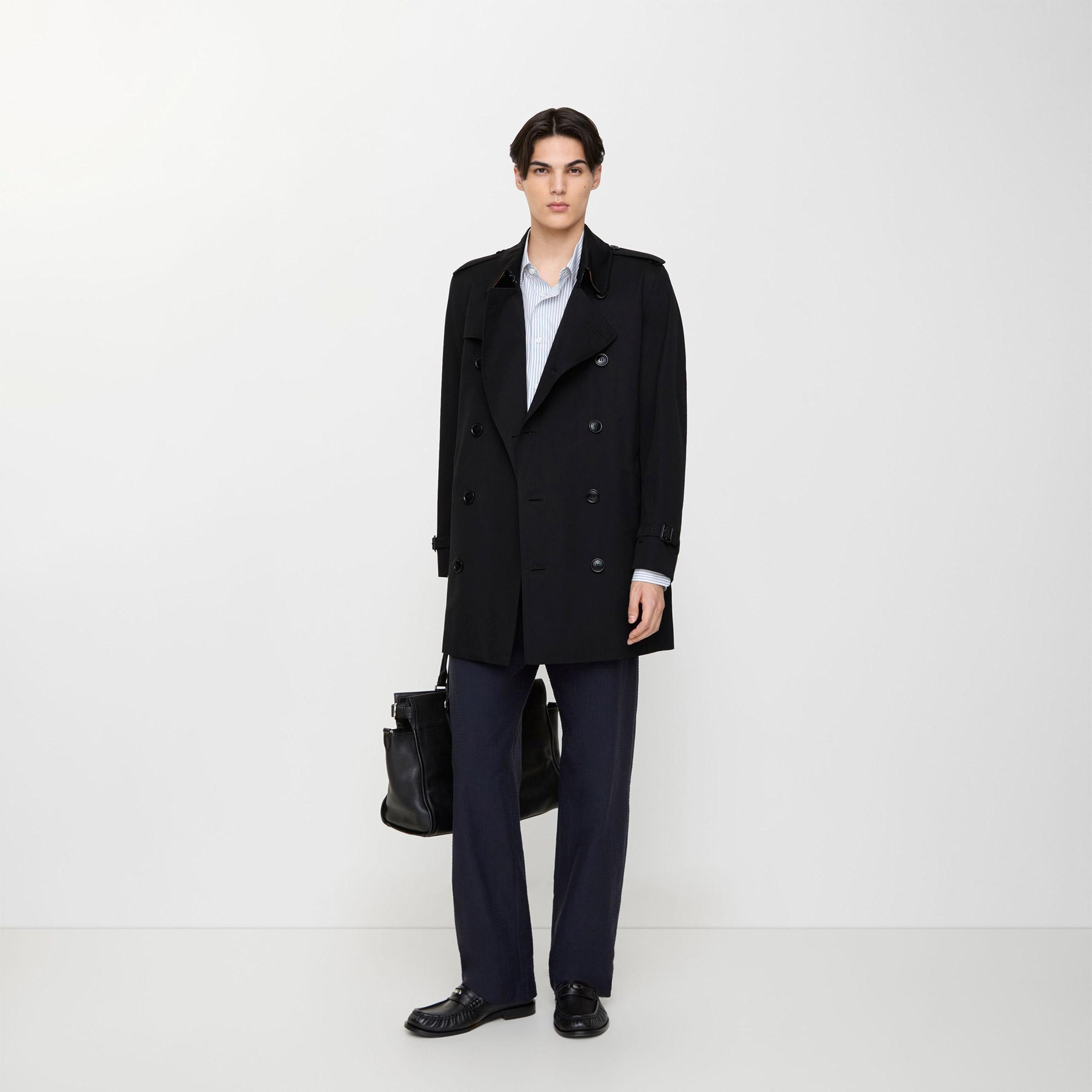 Burberry Short Kensington Heritage Erkek Siyah Trençkot
