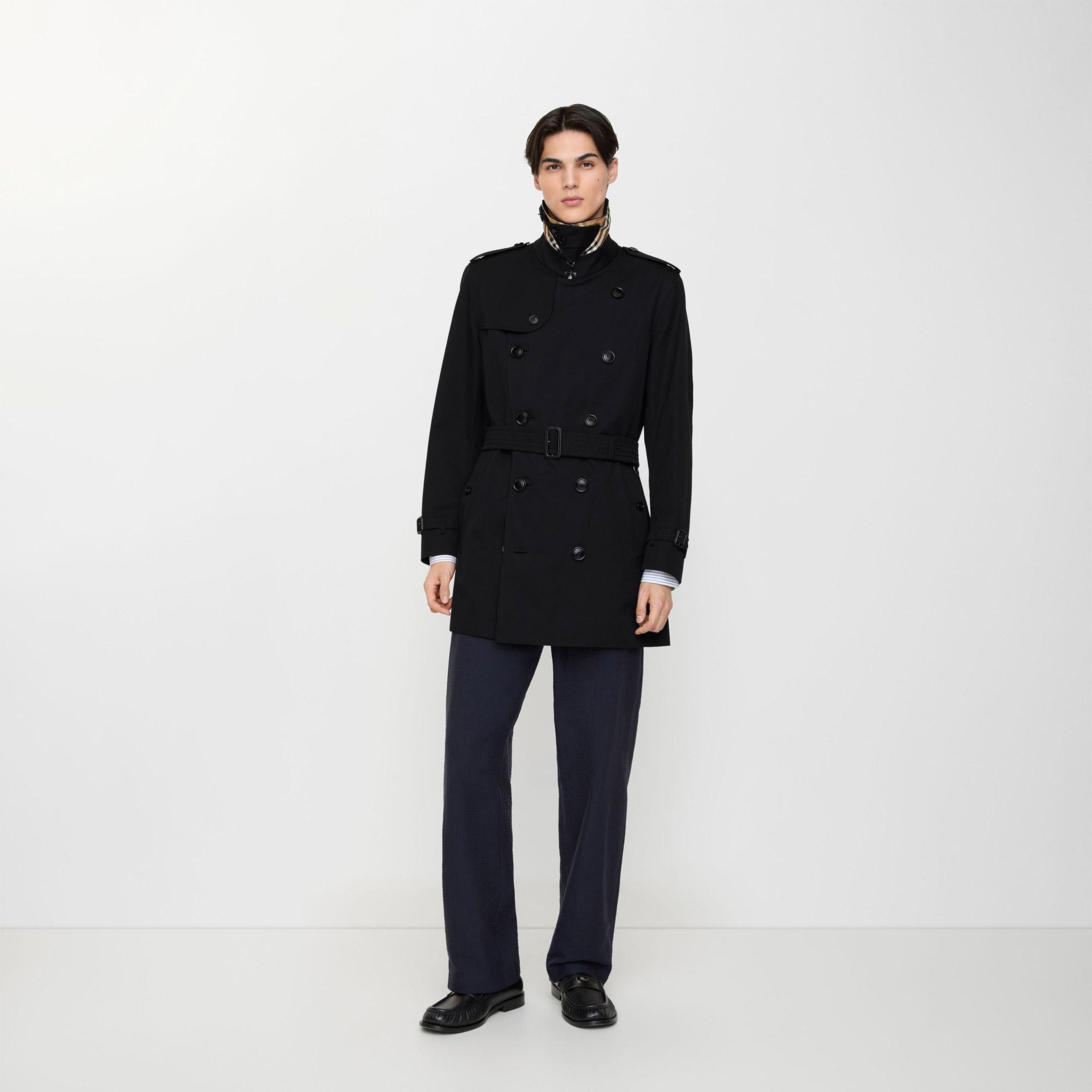 Burberry Short Kensington Heritage Erkek Siyah Trençkot
