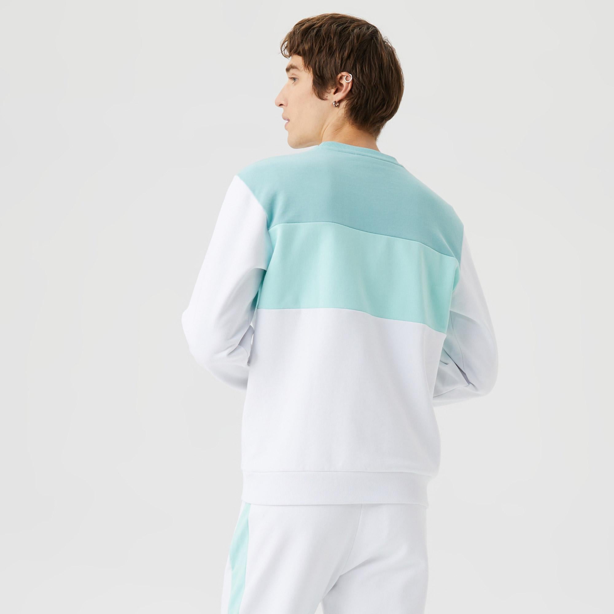 Erkek Relaxed Fit Bisiklet Yaka Baskılı Beyaz Sweatshirt