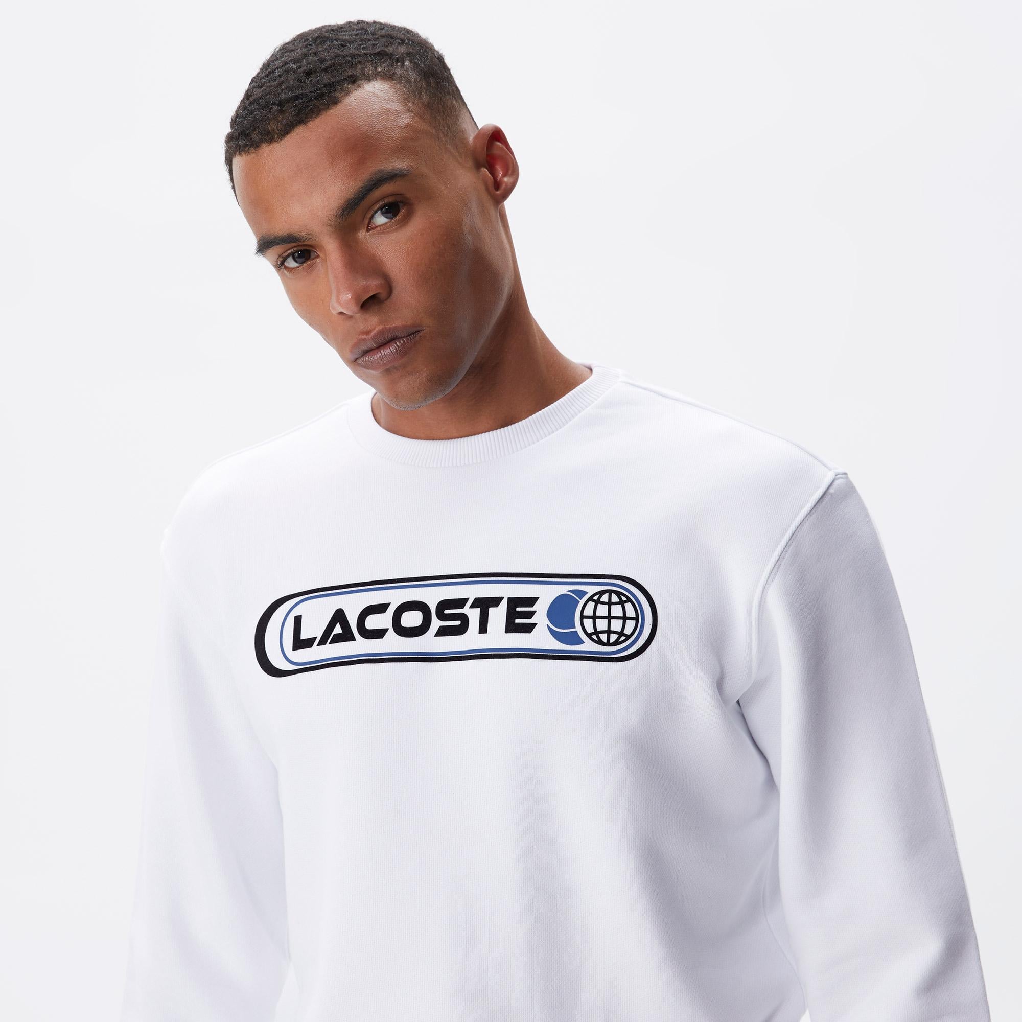 Erkek Regular Fit Bisiklet Yaka Baskılı Beyaz Sweatshirt