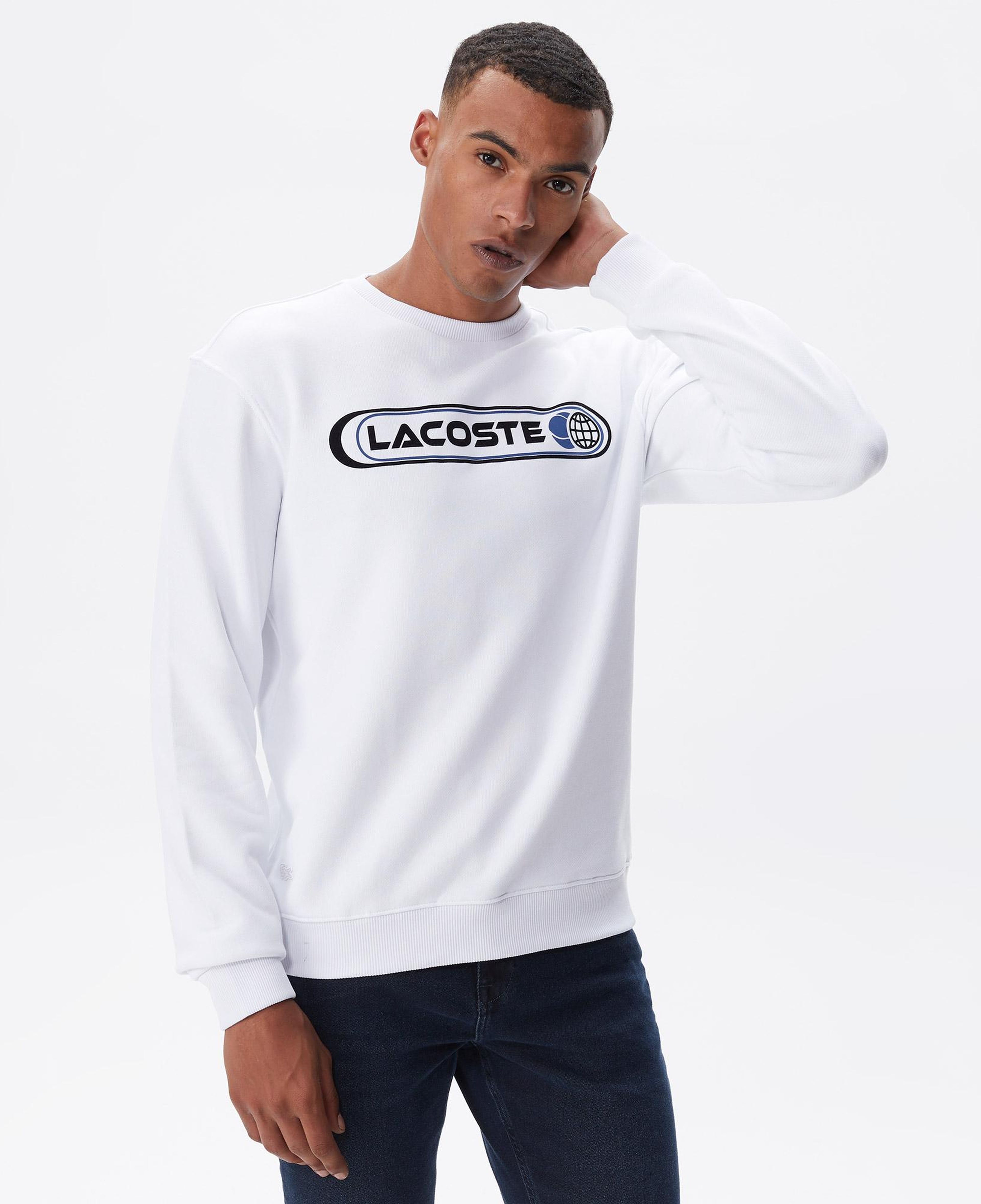 Erkek Regular Fit Bisiklet Yaka Baskılı Beyaz Sweatshirt