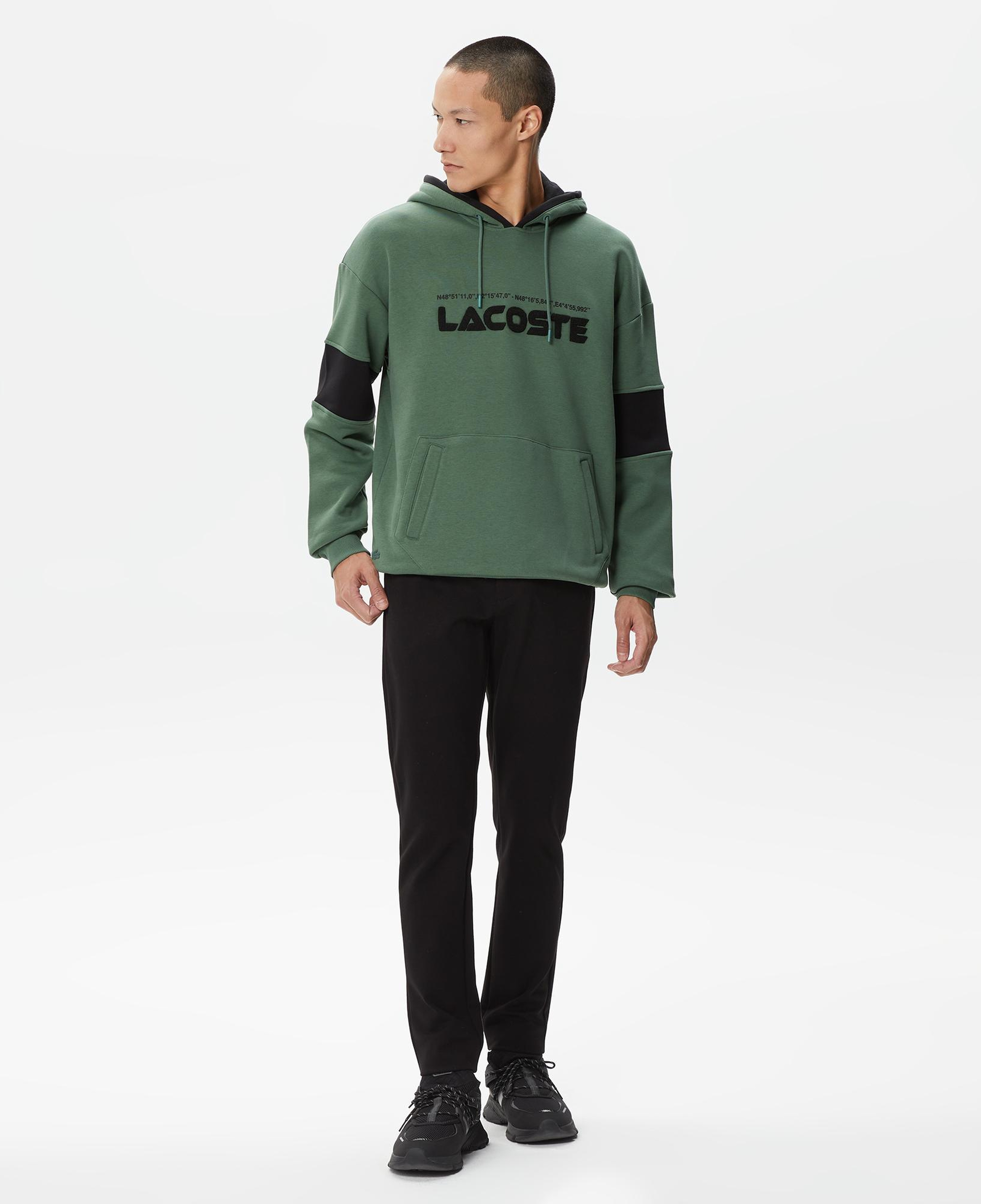 Erkek Relaxed Fit Kapüşonlu Renk Bloklu Haki Sweatshirt