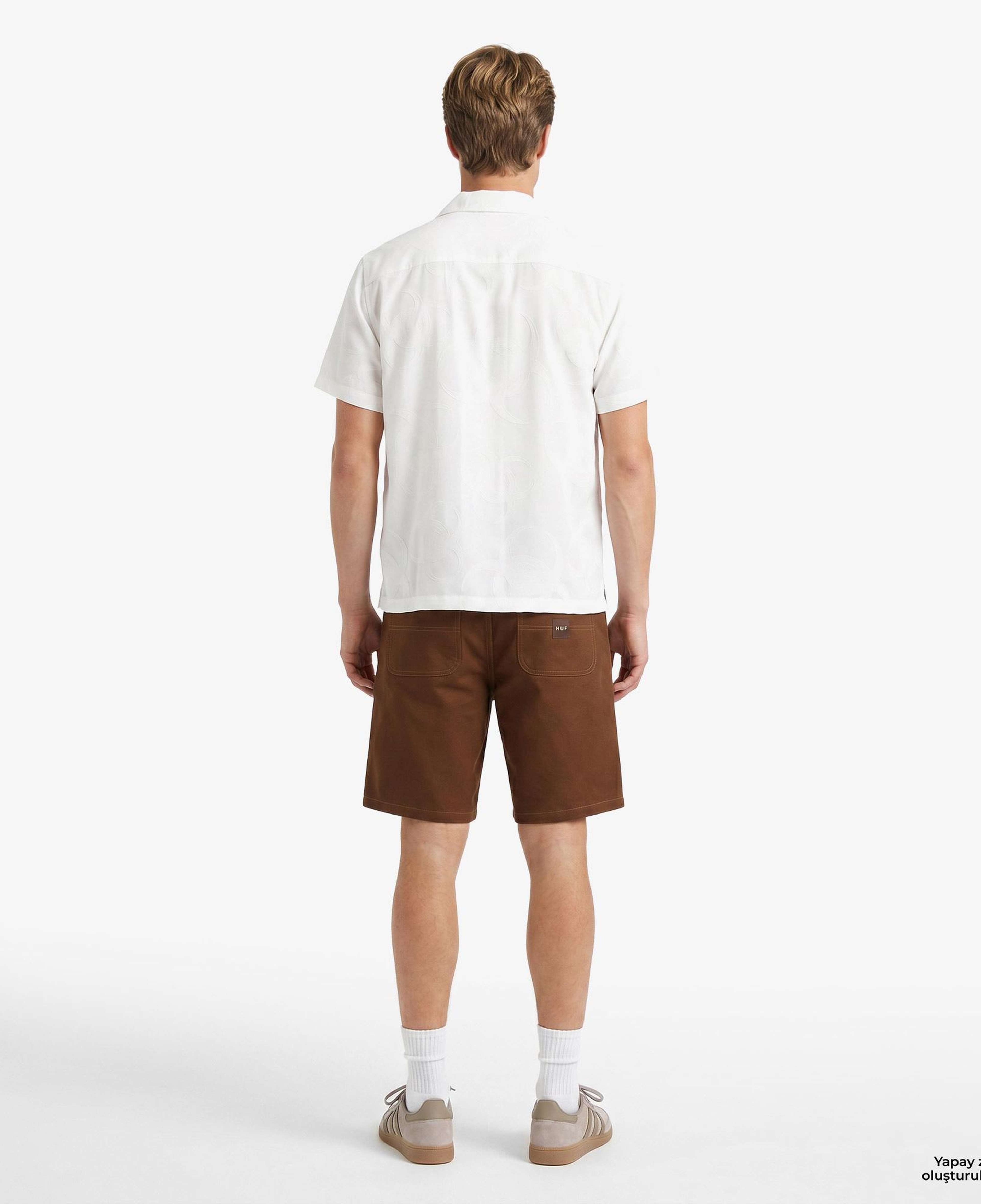 Huf Sector Jacquard SS Erkek Bej Gömlek