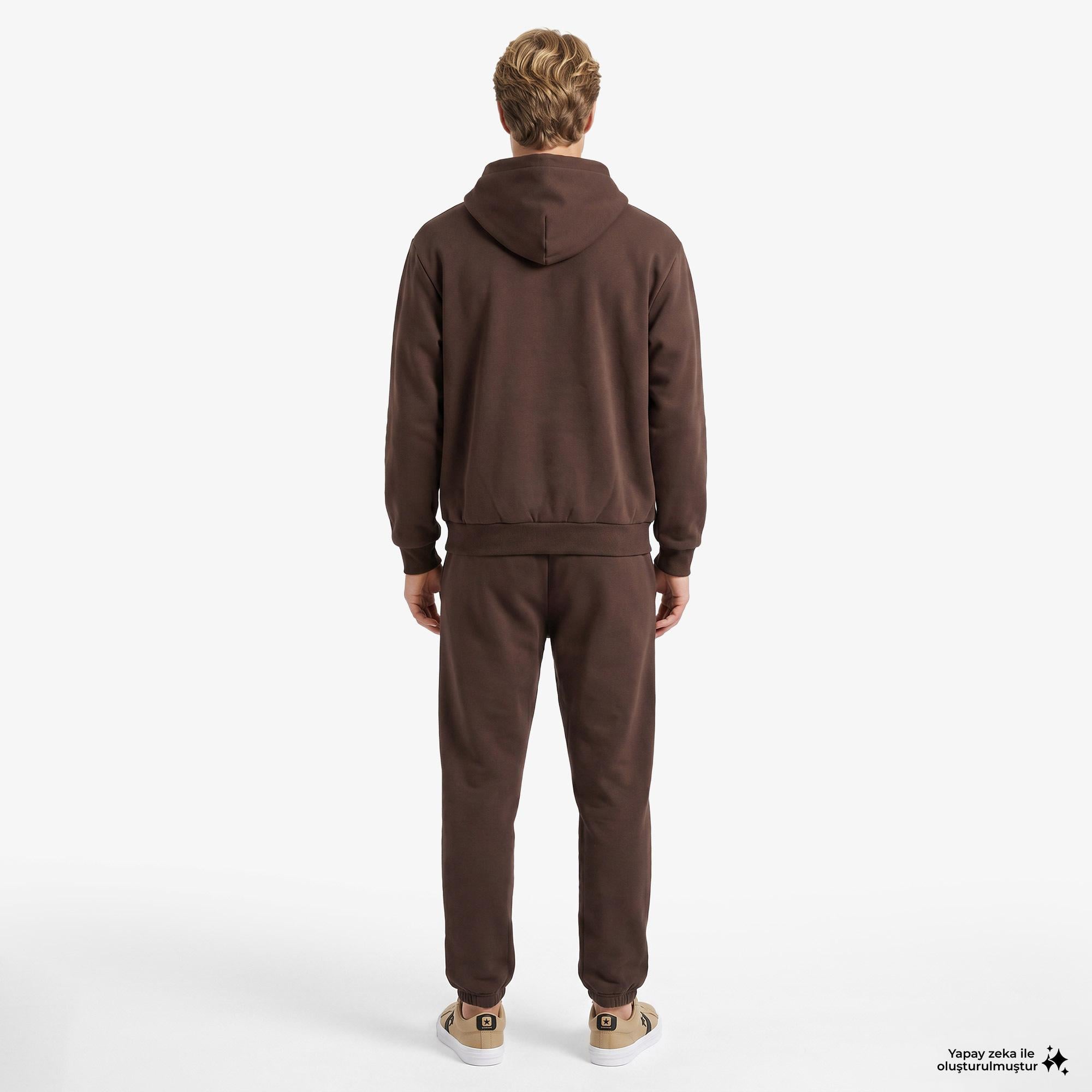 Karl Kani Small Signature Essential OS Zip Erkek Kahverengi Sweatshirt