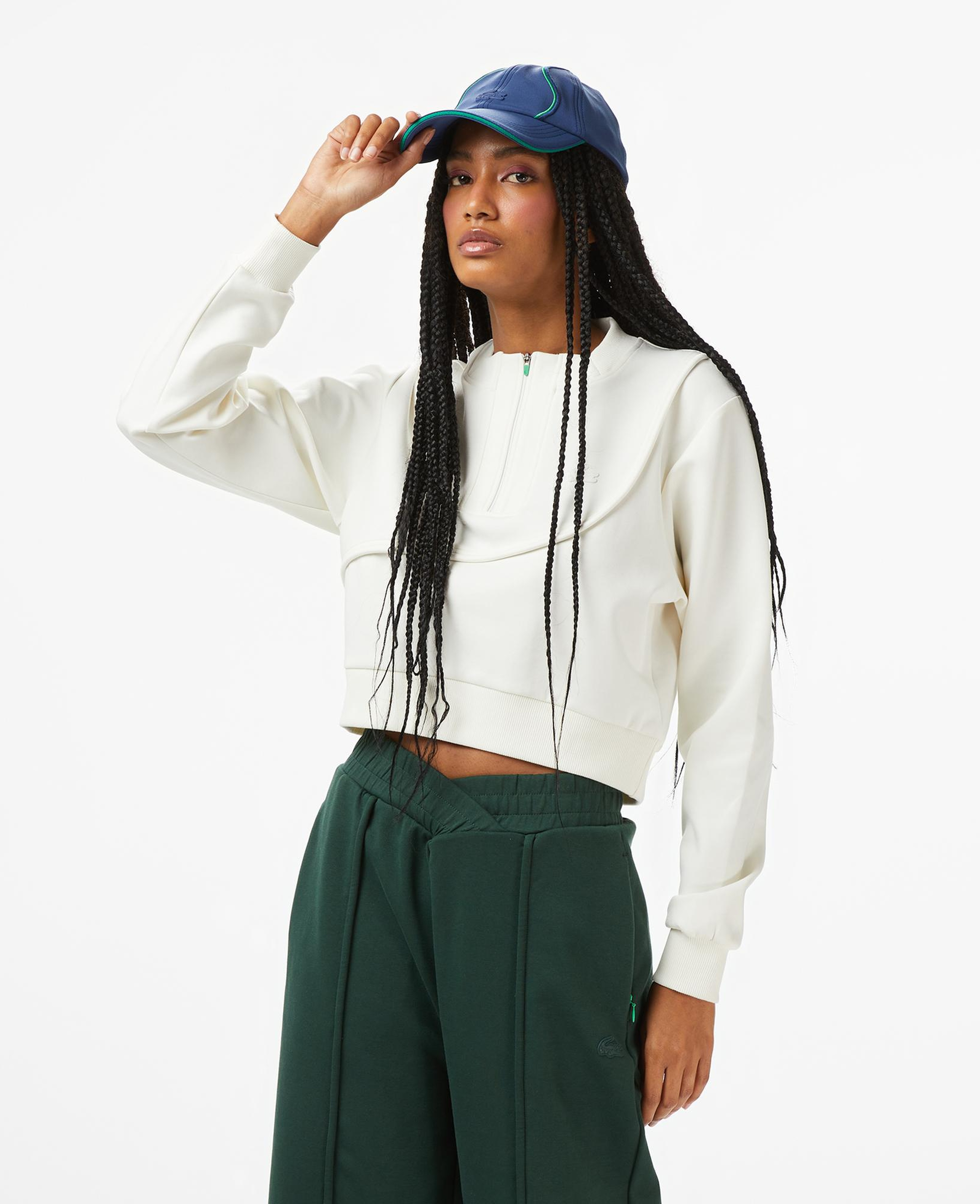 Lacoste x House of SuperStep Bisiklet Yaka Kadın Beyaz Sweatshirt