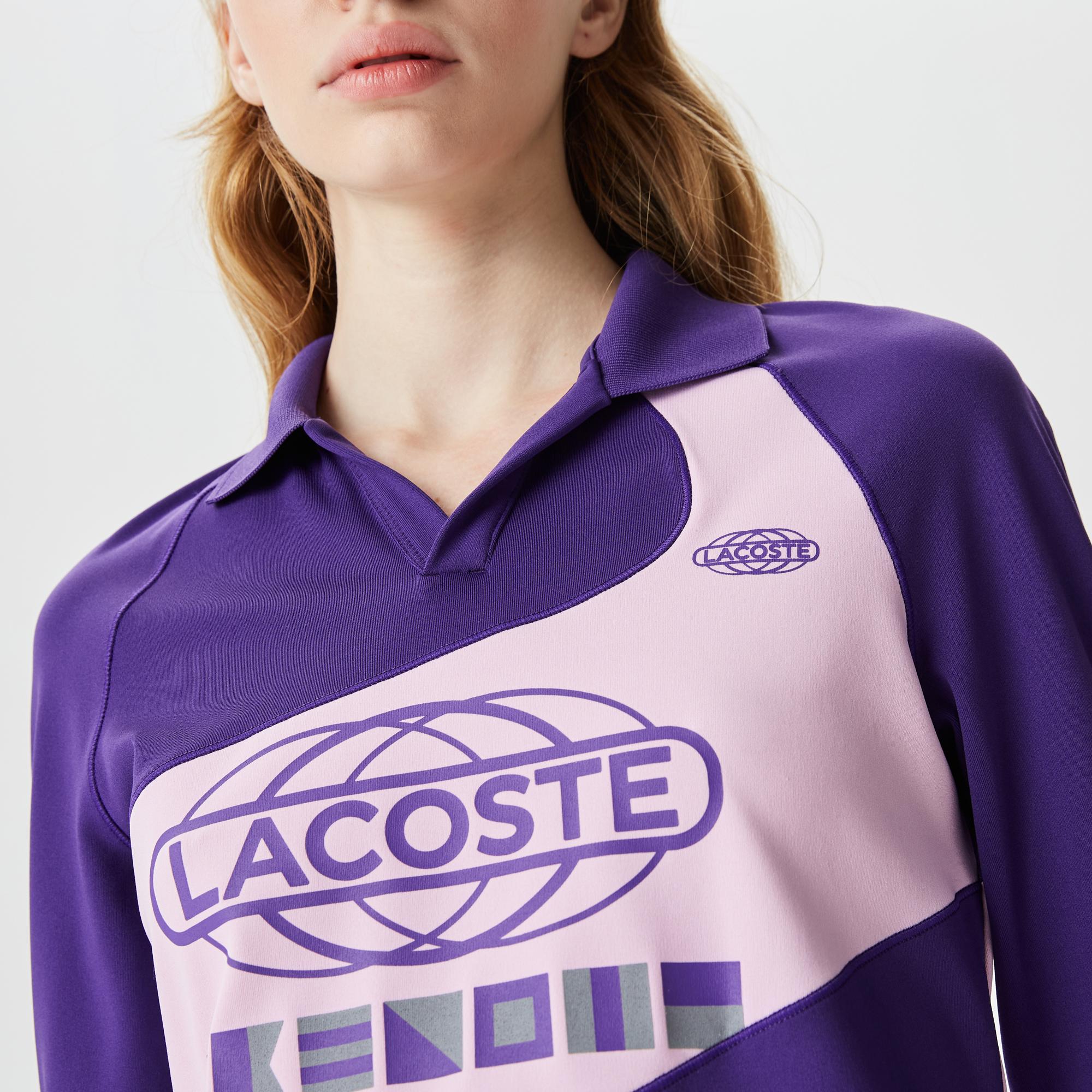 Lacoste Active Kadın Slim Fit Uzun Kollu Baskılı Mor Polo