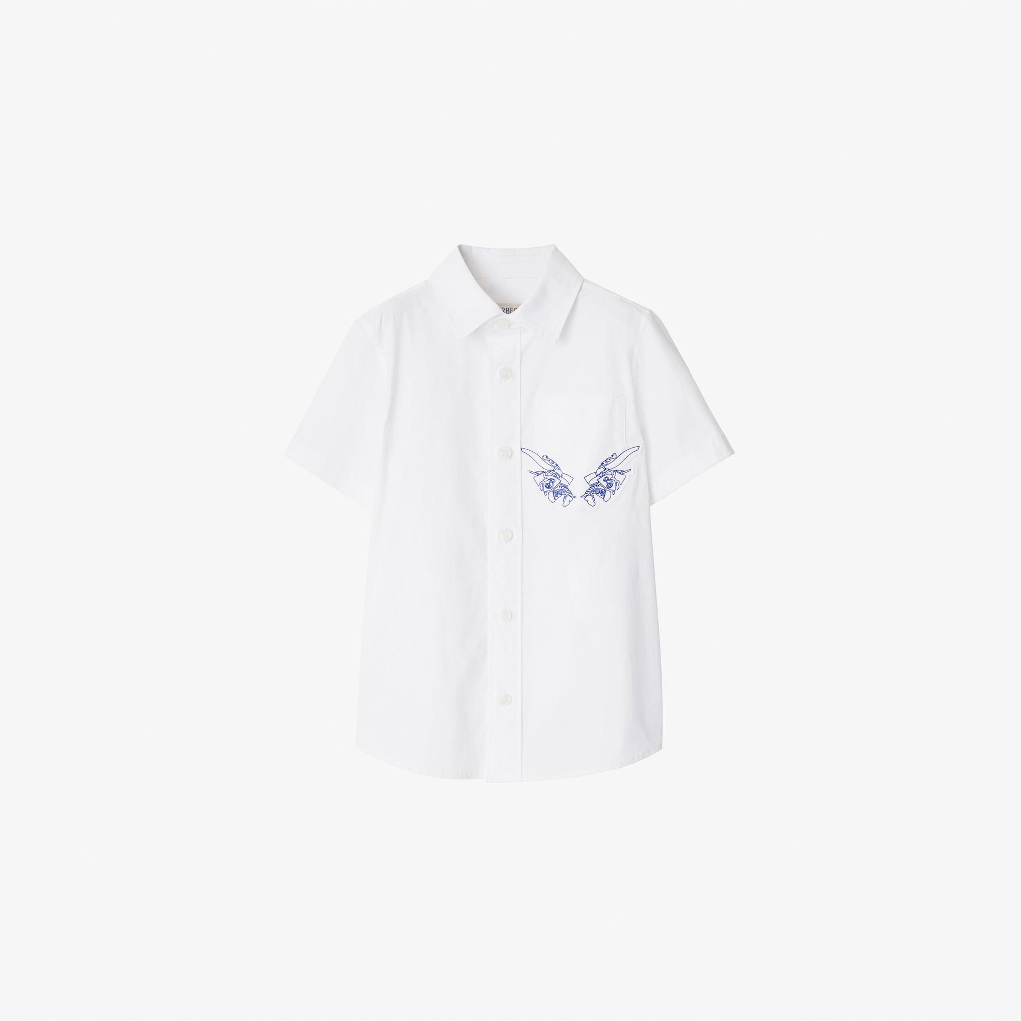 Burberry Owen Stretch Cotton Çocuk Beyaz Gömlek