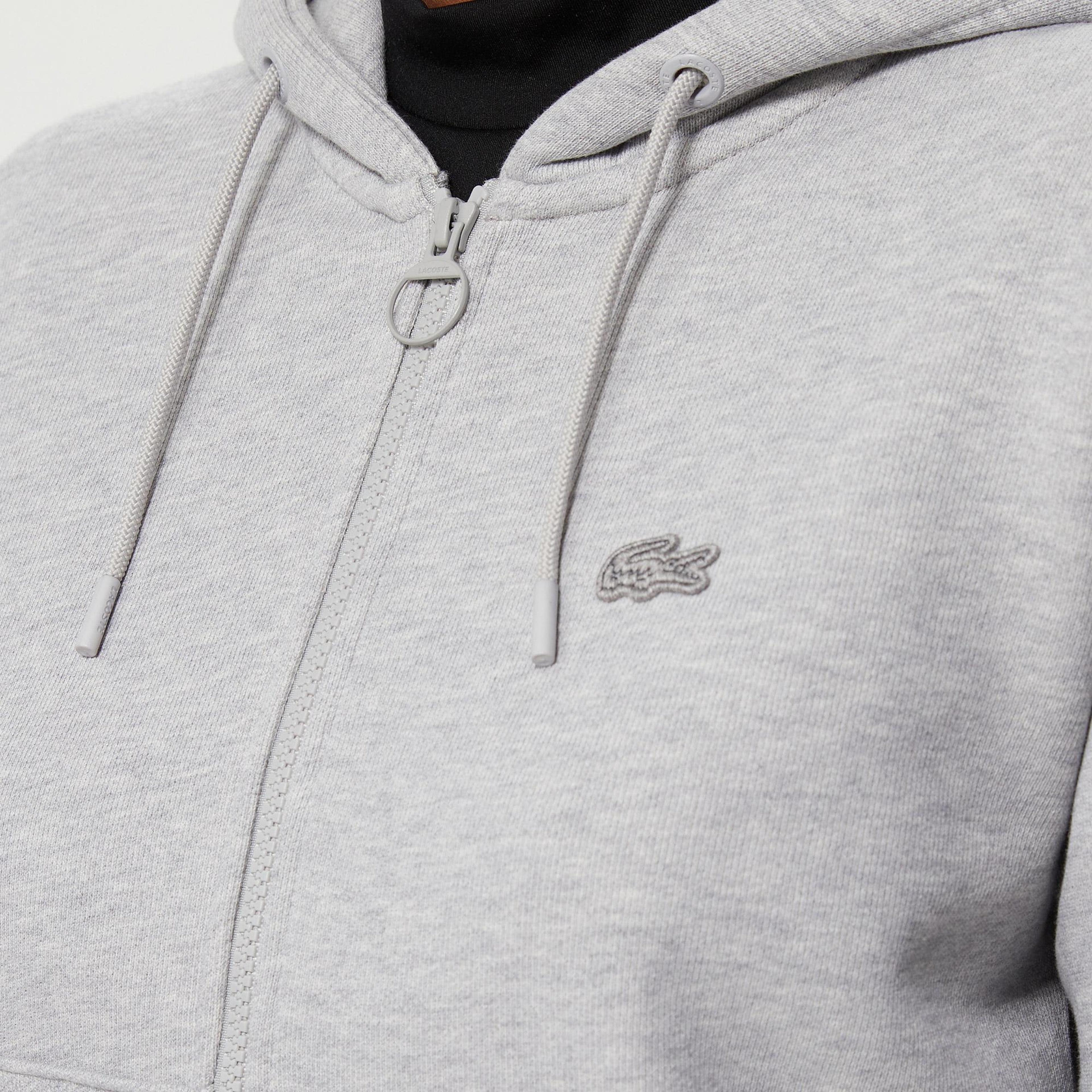 Kadın Crop Fit Kapüşonlu Baskılı Gri Sweatshirt