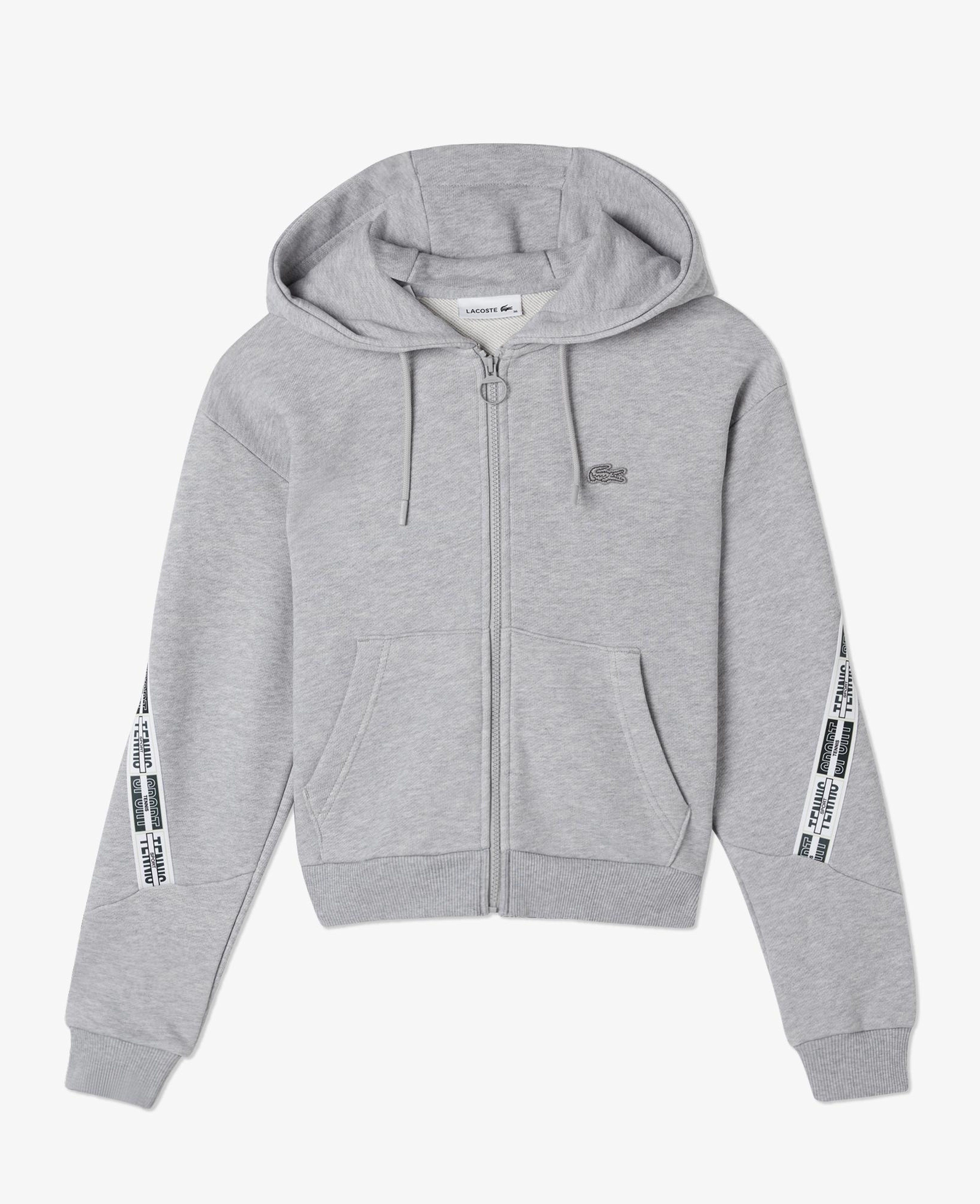 Kadın Crop Fit Kapüşonlu Baskılı Gri Sweatshirt
