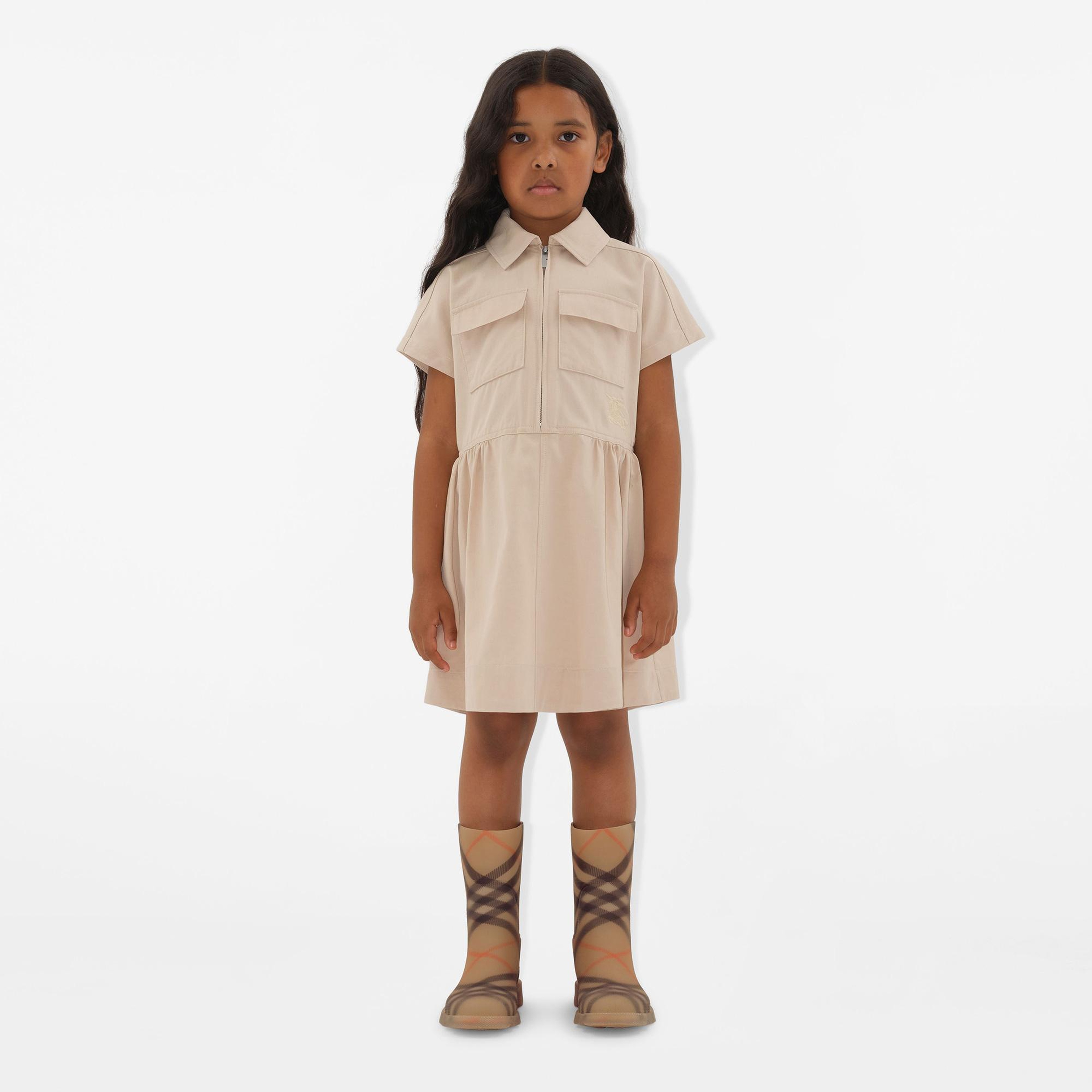 Burberry Cynthie Cotton Blend Çocuk Bej Elbise