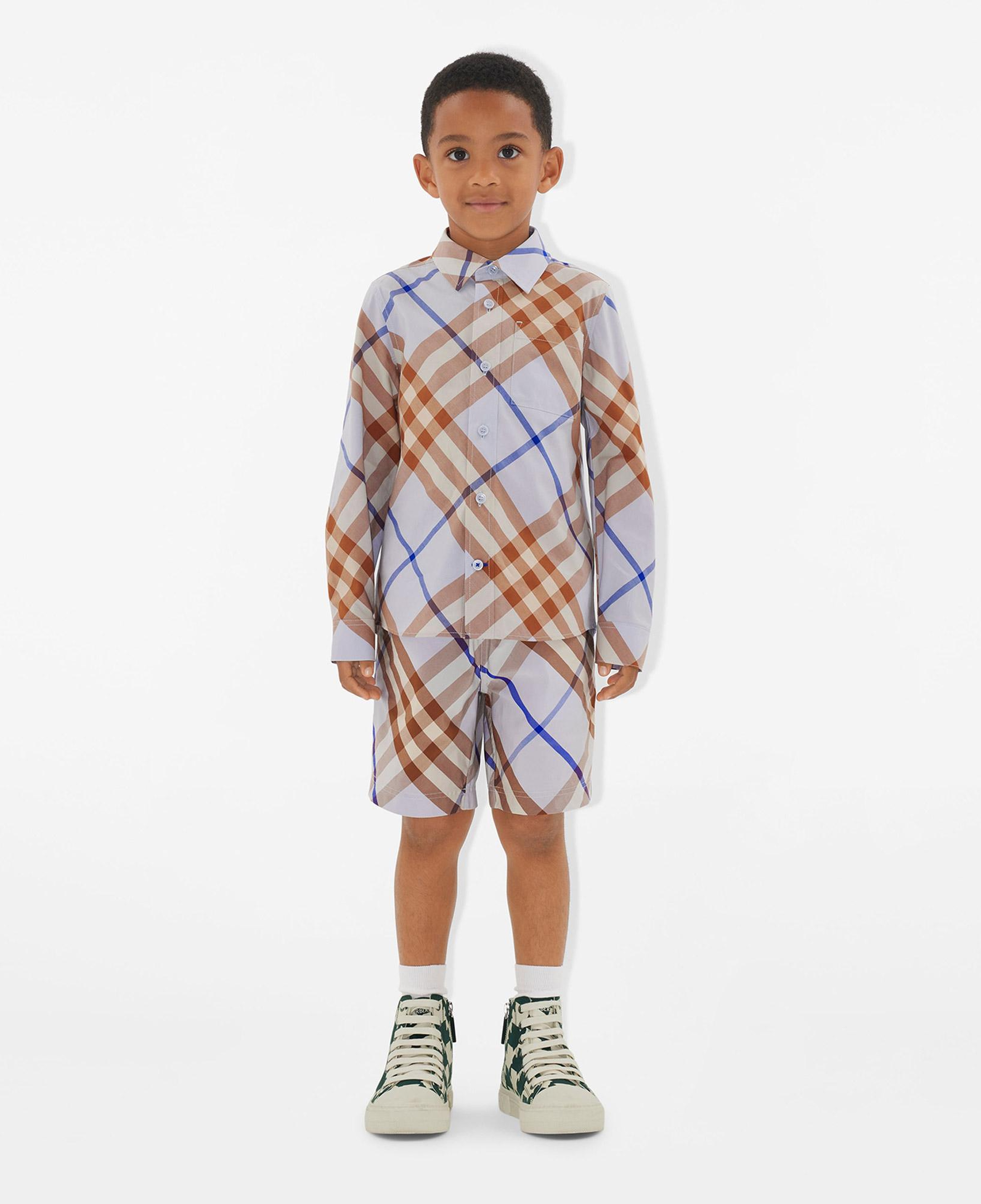 Burberry Check Pamuk Karışımlı Çocuk Mavi Şort