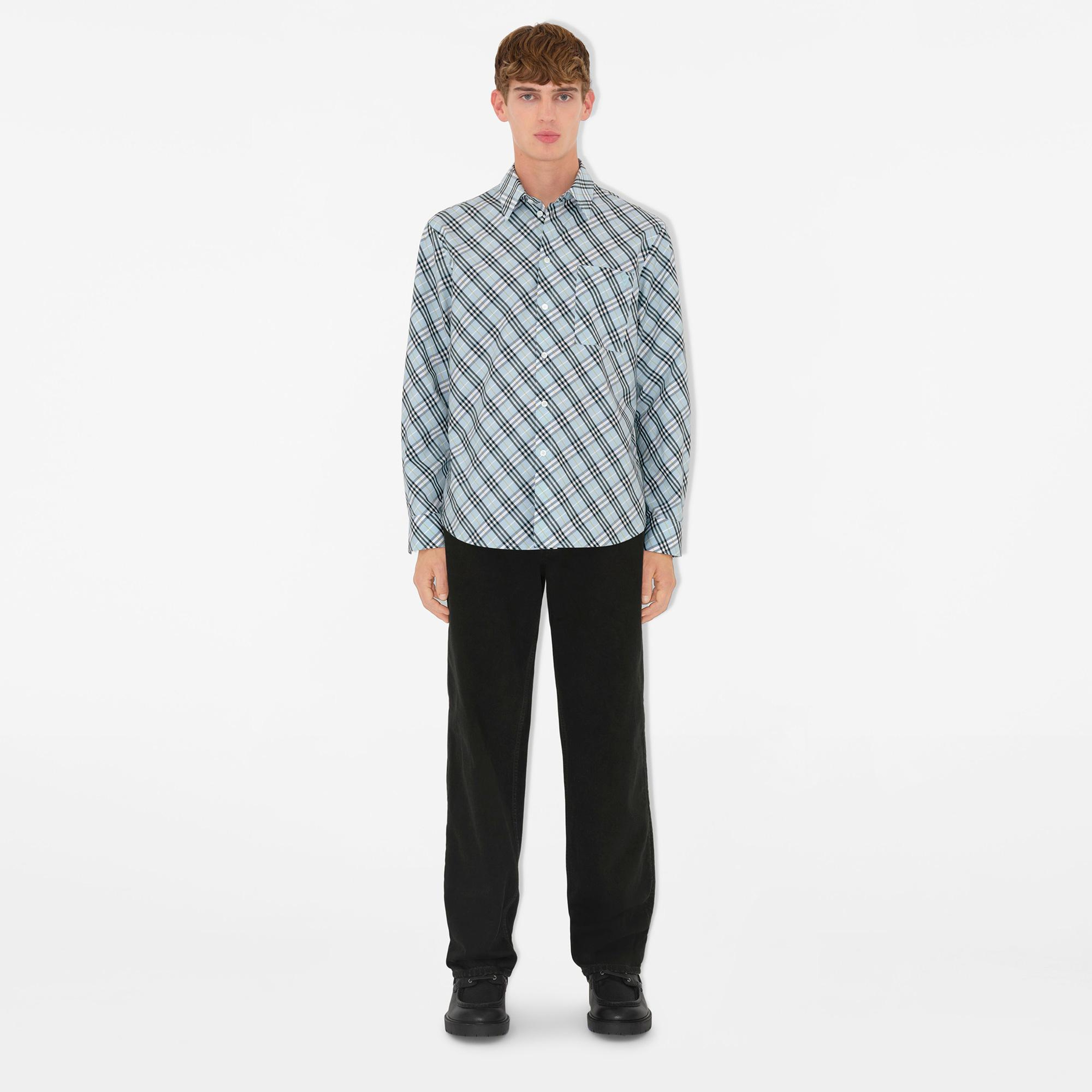Burberry Sip Relaxed Fit Cotton Erkek Mavi Gömlek