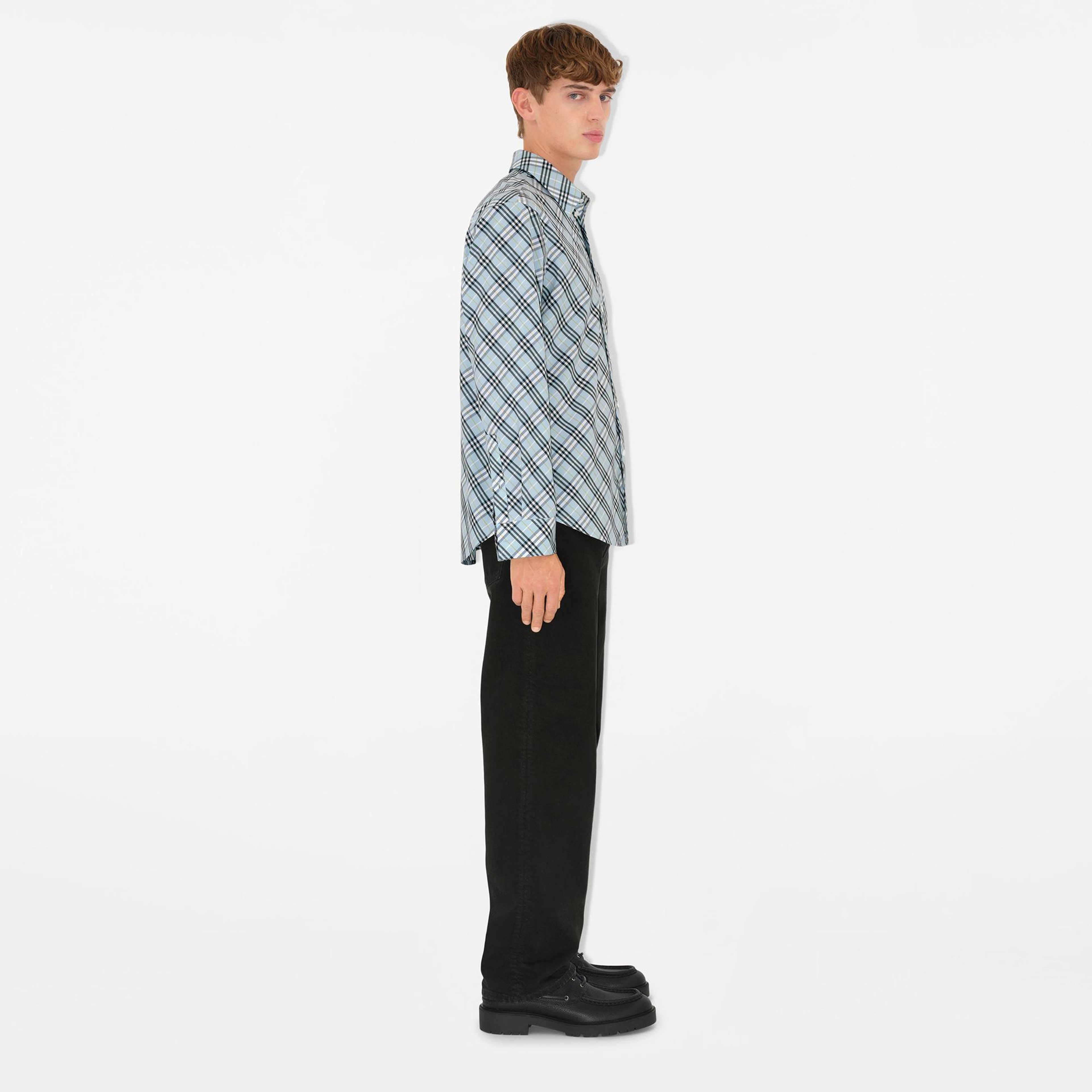 Burberry Sip Relaxed Fit Cotton Erkek Mavi Gömlek