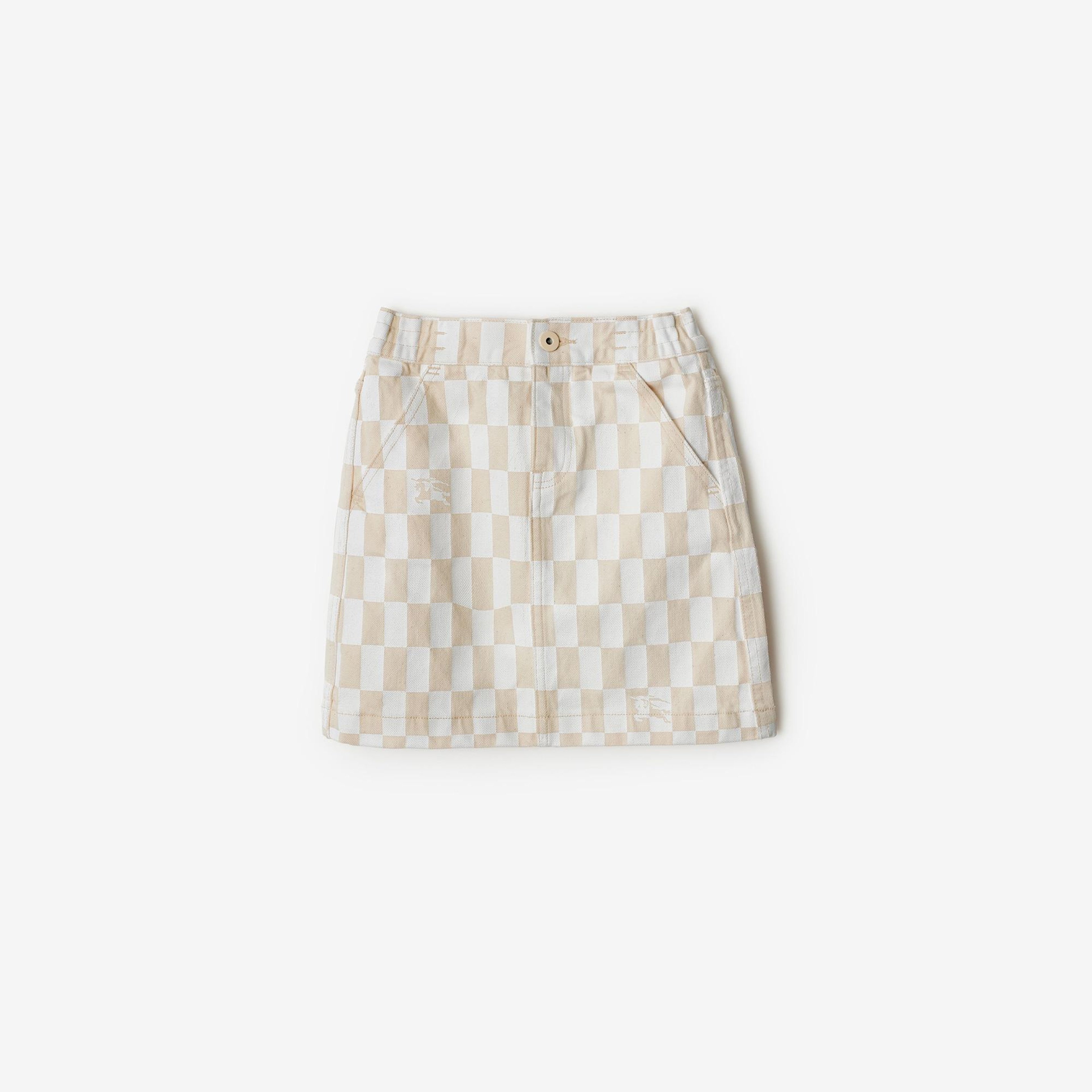 Burberry Ava Checkerboard Denim Çocuk Krem Etek