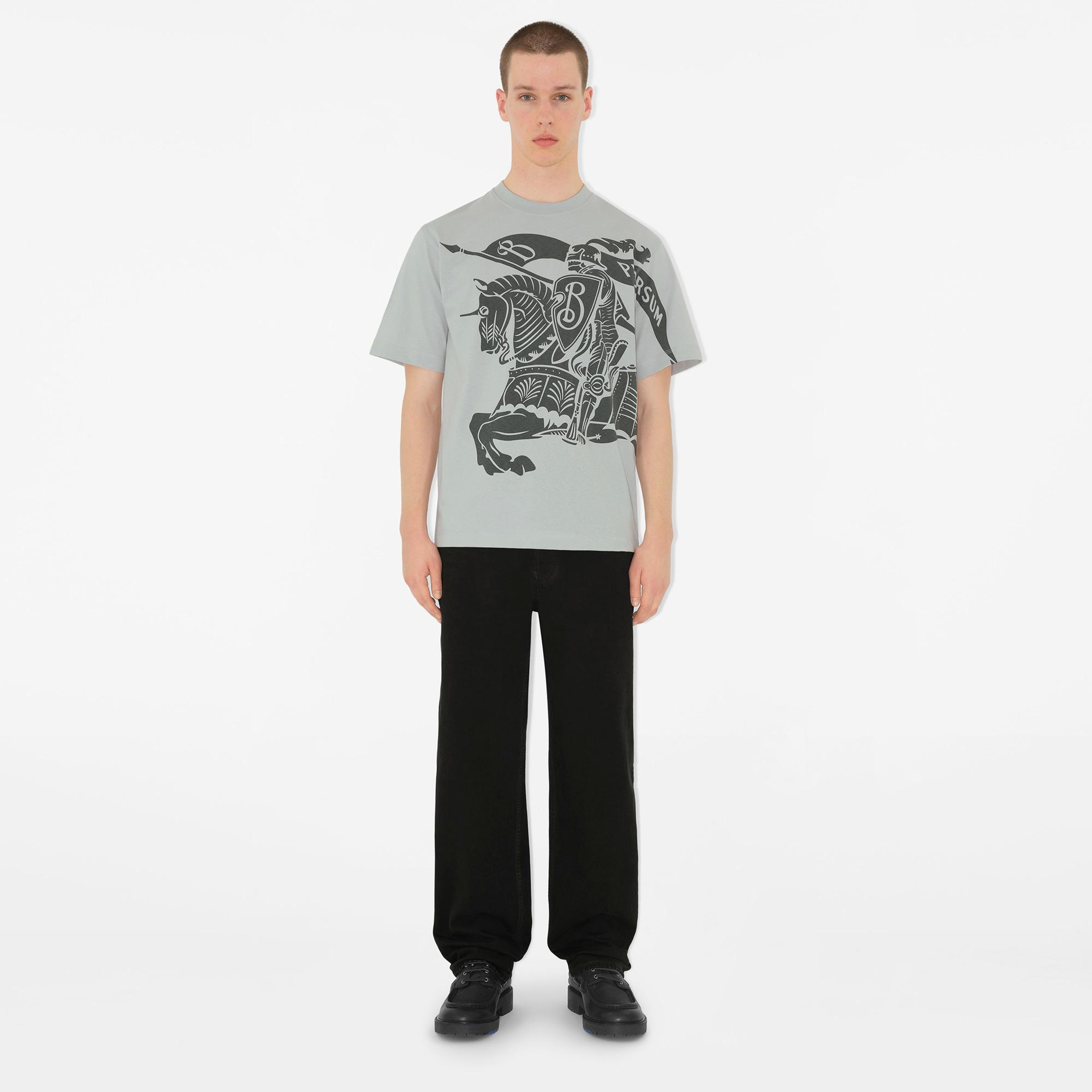 Burberry For Cotton Erkek Gri T-Shirt