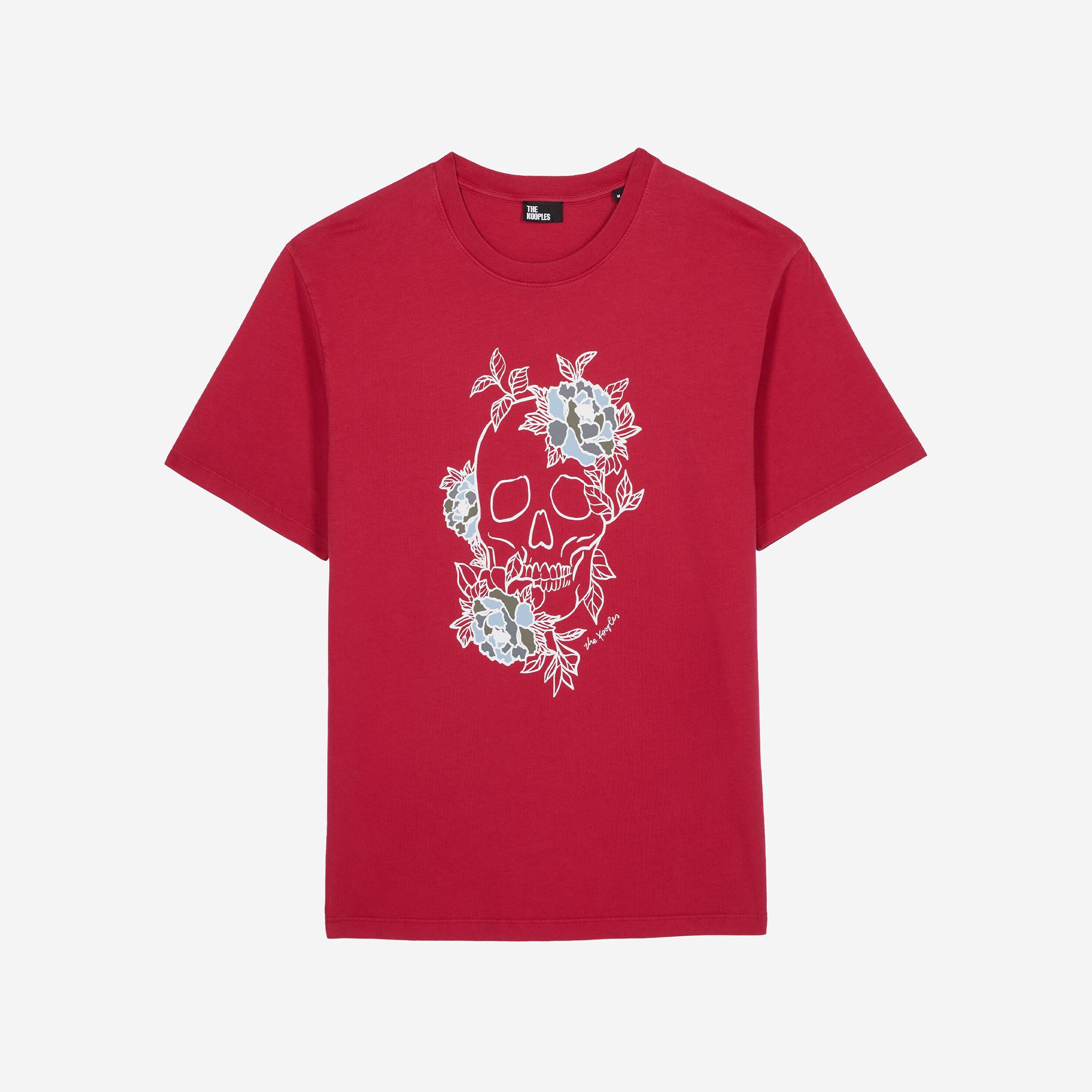 ERKEK BASKILI BİSİKLET YAKA KIRMIZI T-SHIRT
