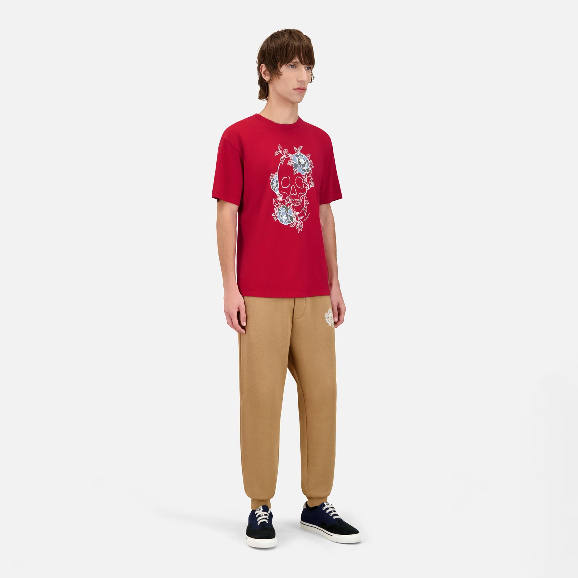 ERKEK BASKILI BİSİKLET YAKA KIRMIZI T-SHIRT