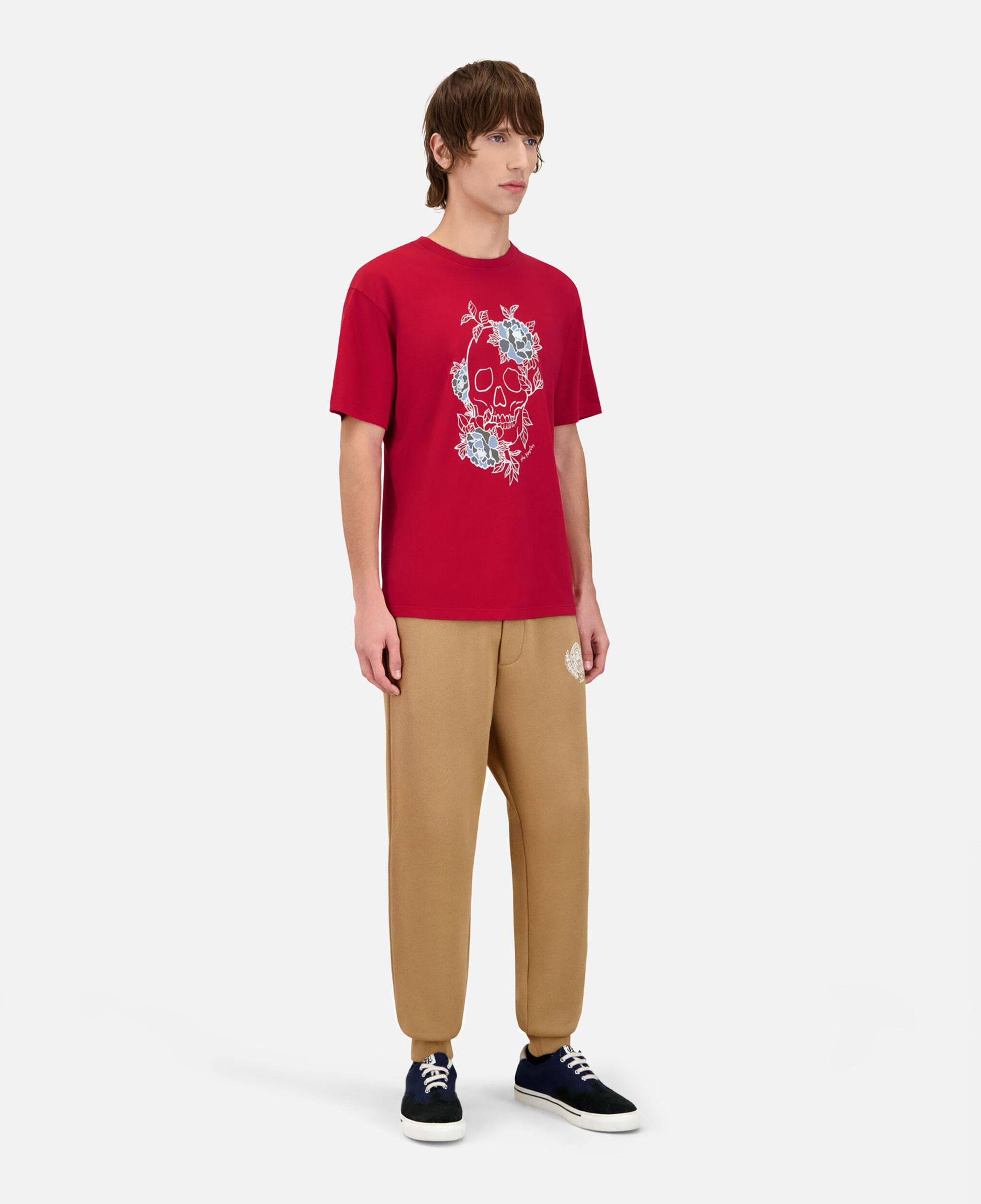 ERKEK BASKILI BİSİKLET YAKA KIRMIZI T-SHIRT