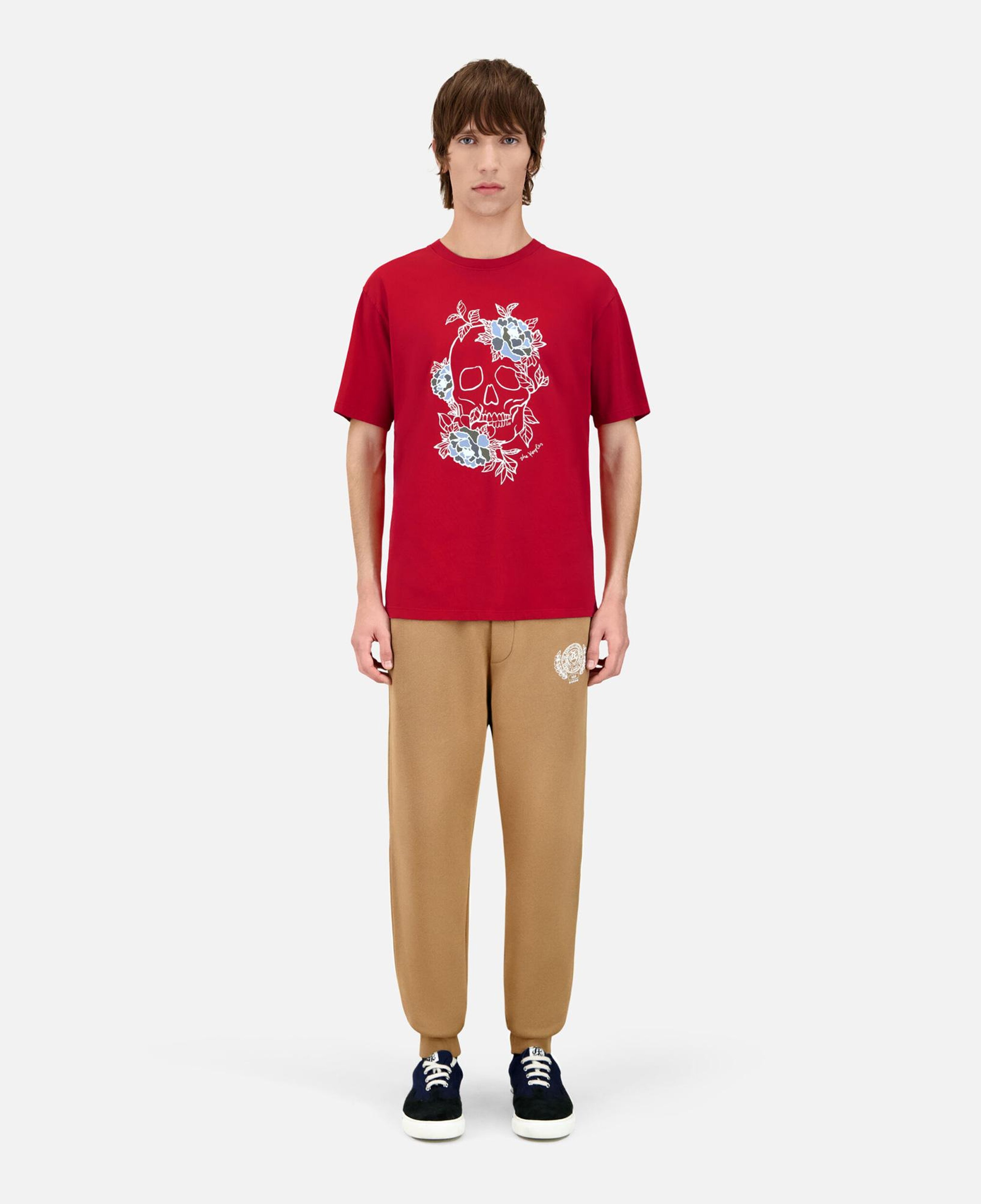 ERKEK BASKILI BİSİKLET YAKA KIRMIZI T-SHIRT