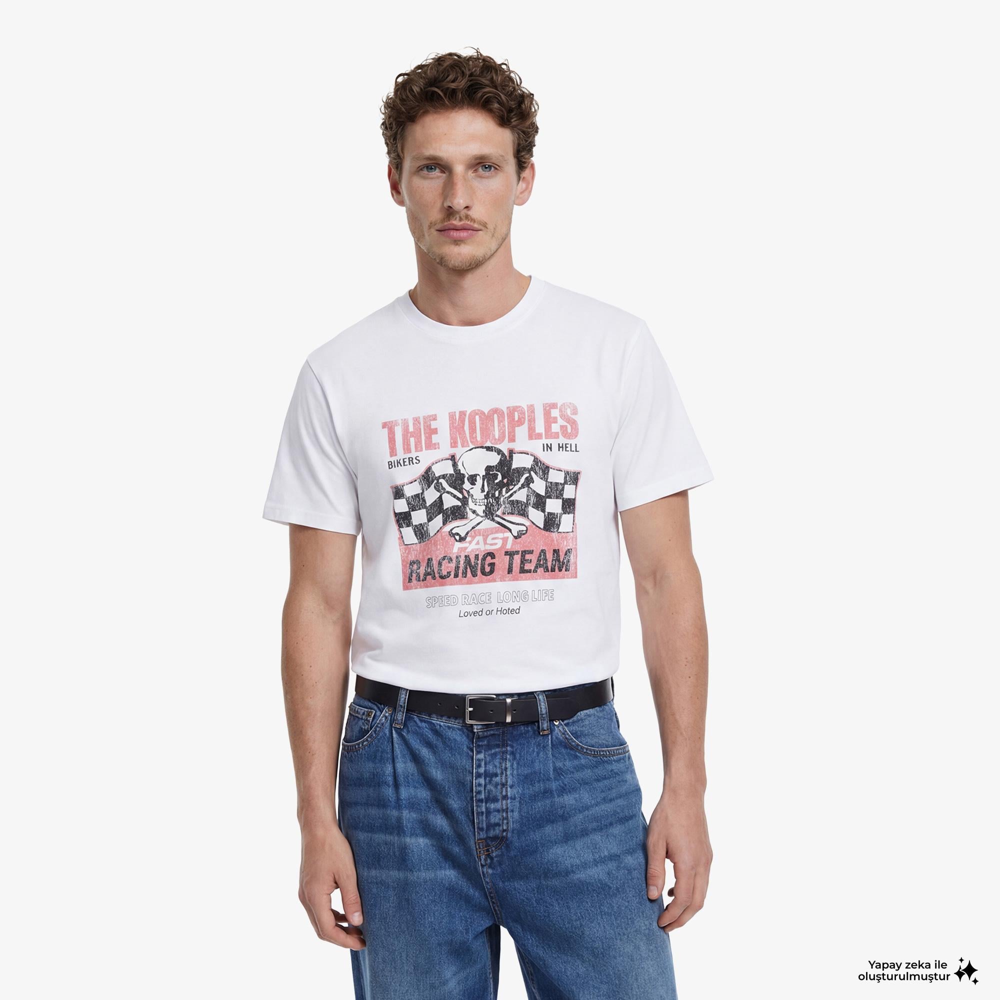 THE KOOPLES ERKEK BİSİKLET YAKA KISA KOLLU BEYAZ T-SHIRT