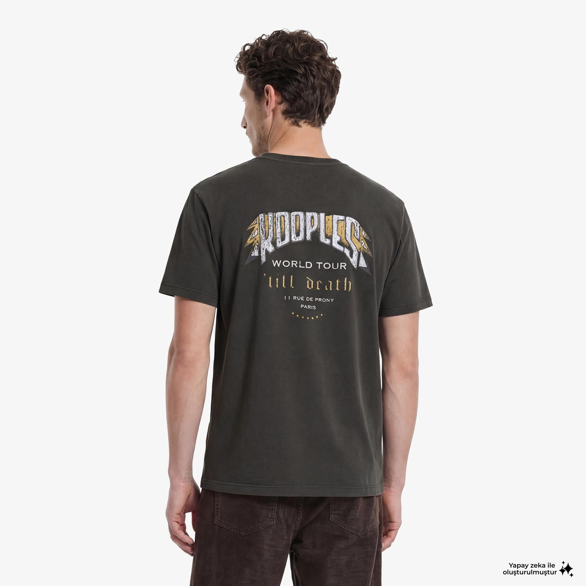 ERKEK BASKILI GRİ T-SHIRT