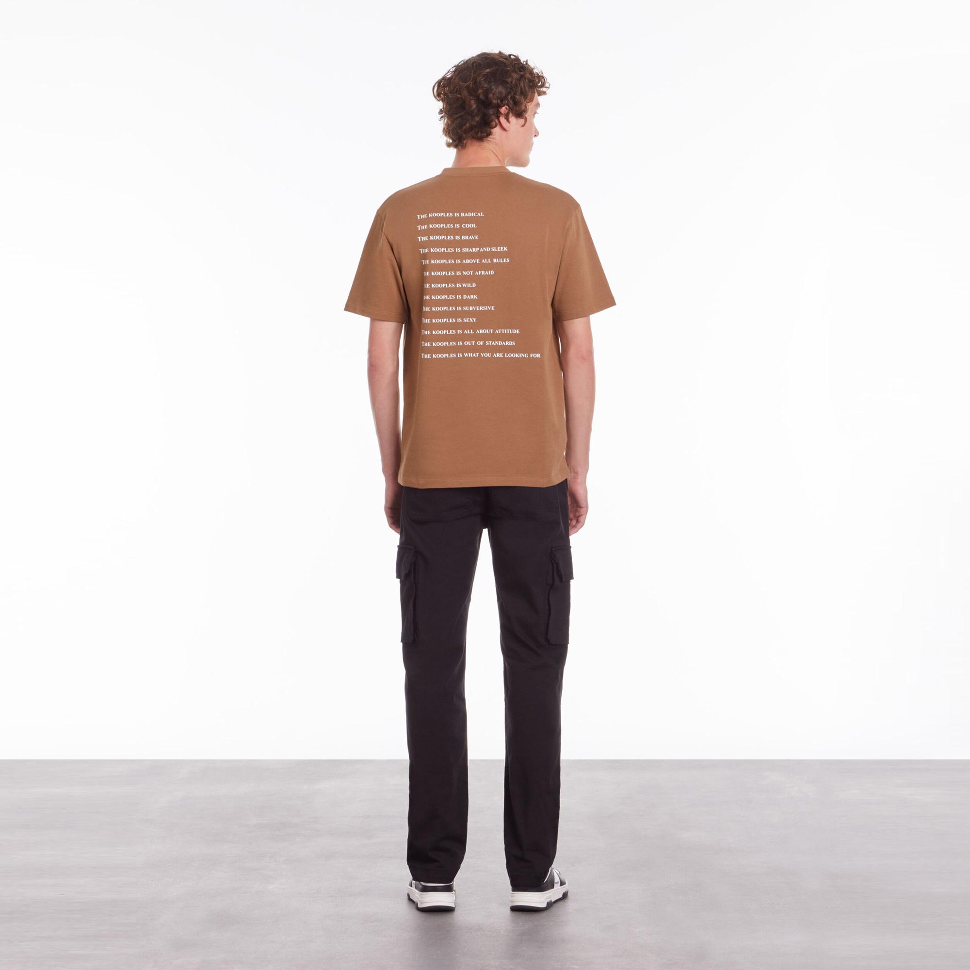 THE KOOPLES ERKEK BİSİKLET YAKA KISA KOLLU KAHVERENGİ T-SHIRT