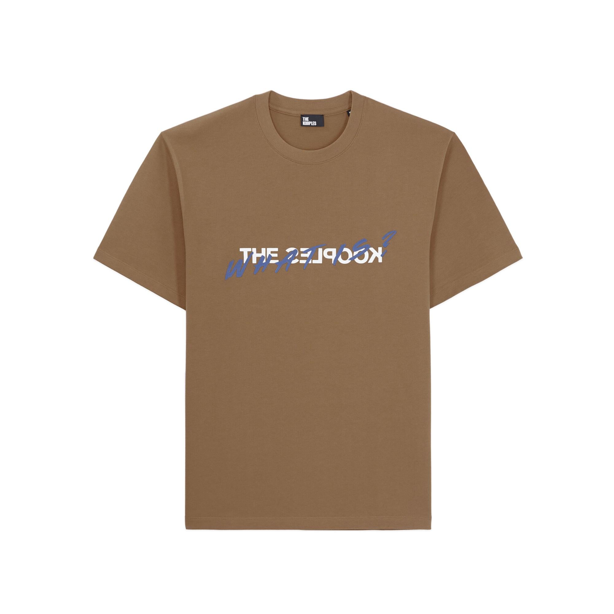 THE KOOPLES ERKEK BİSİKLET YAKA KISA KOLLU KAHVERENGİ T-SHIRT