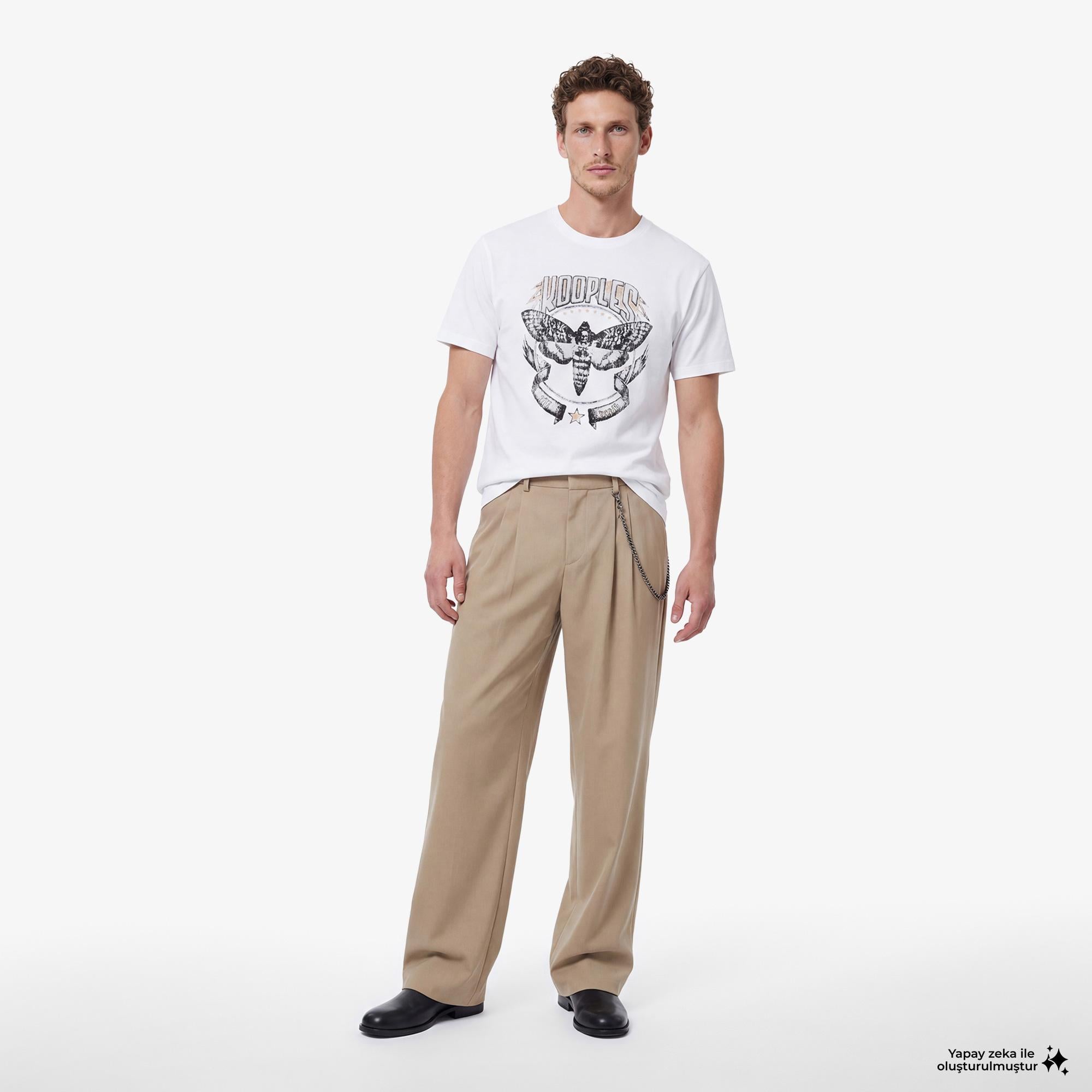 ERKEK BASKILI BEYAZ T-SHIRT