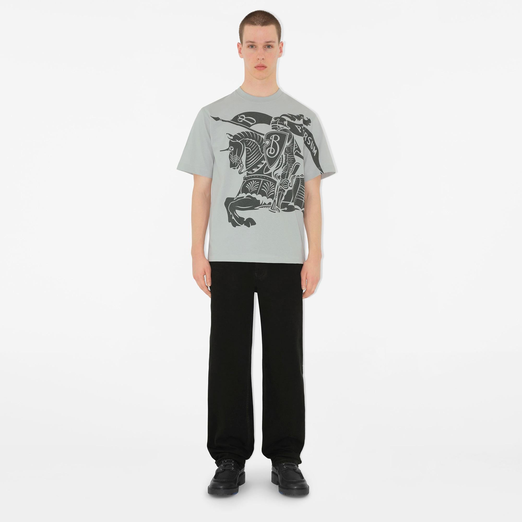 Burberry For Cotton Erkek Gri T-Shirt